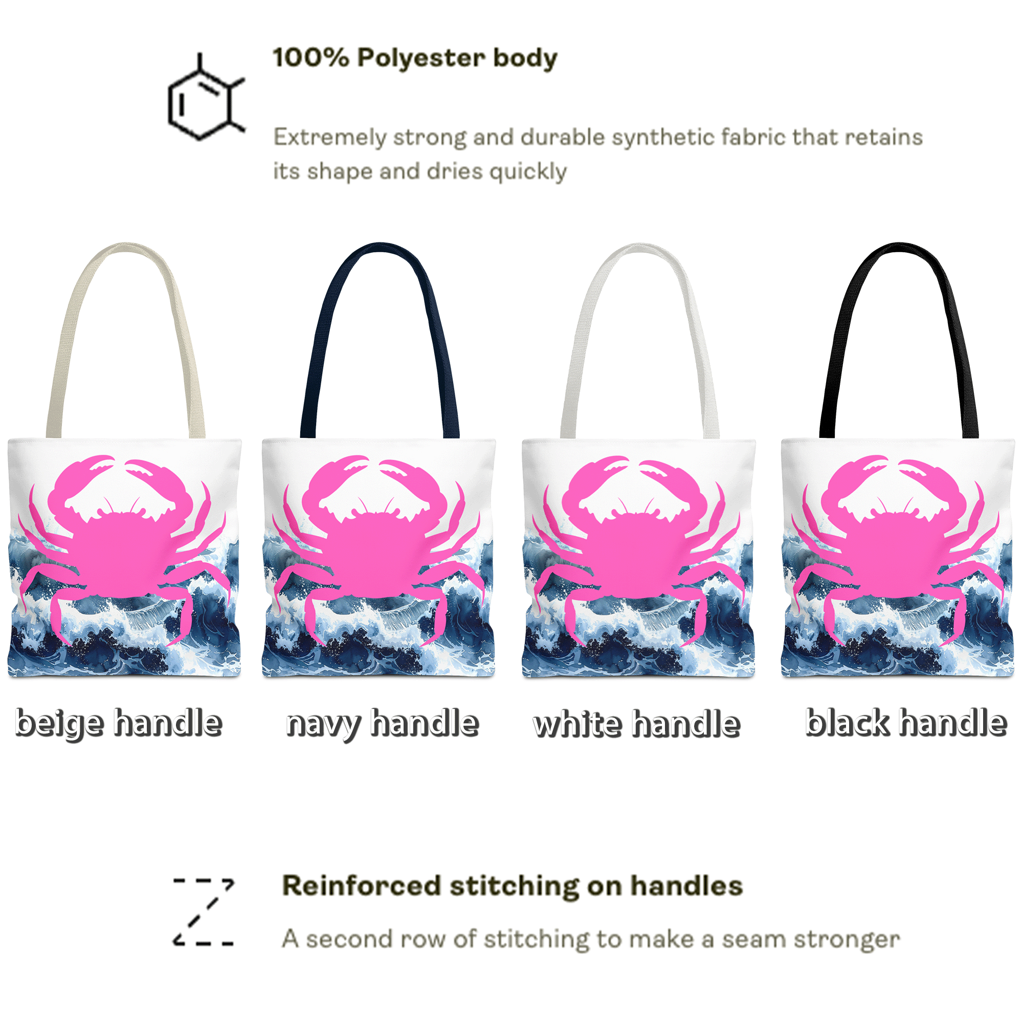 Pink Crab Ocean Tote Bag Beach Tote