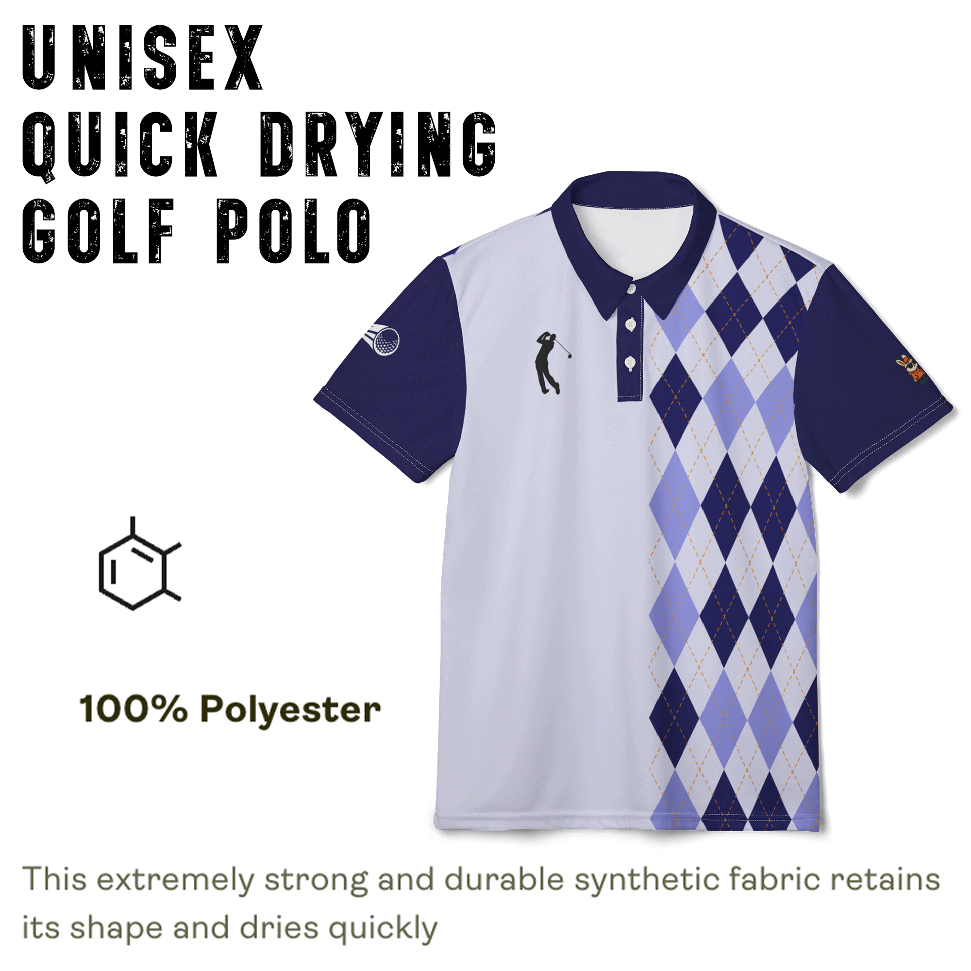 Diamond Pattern Argyle Golf Polo Shirt