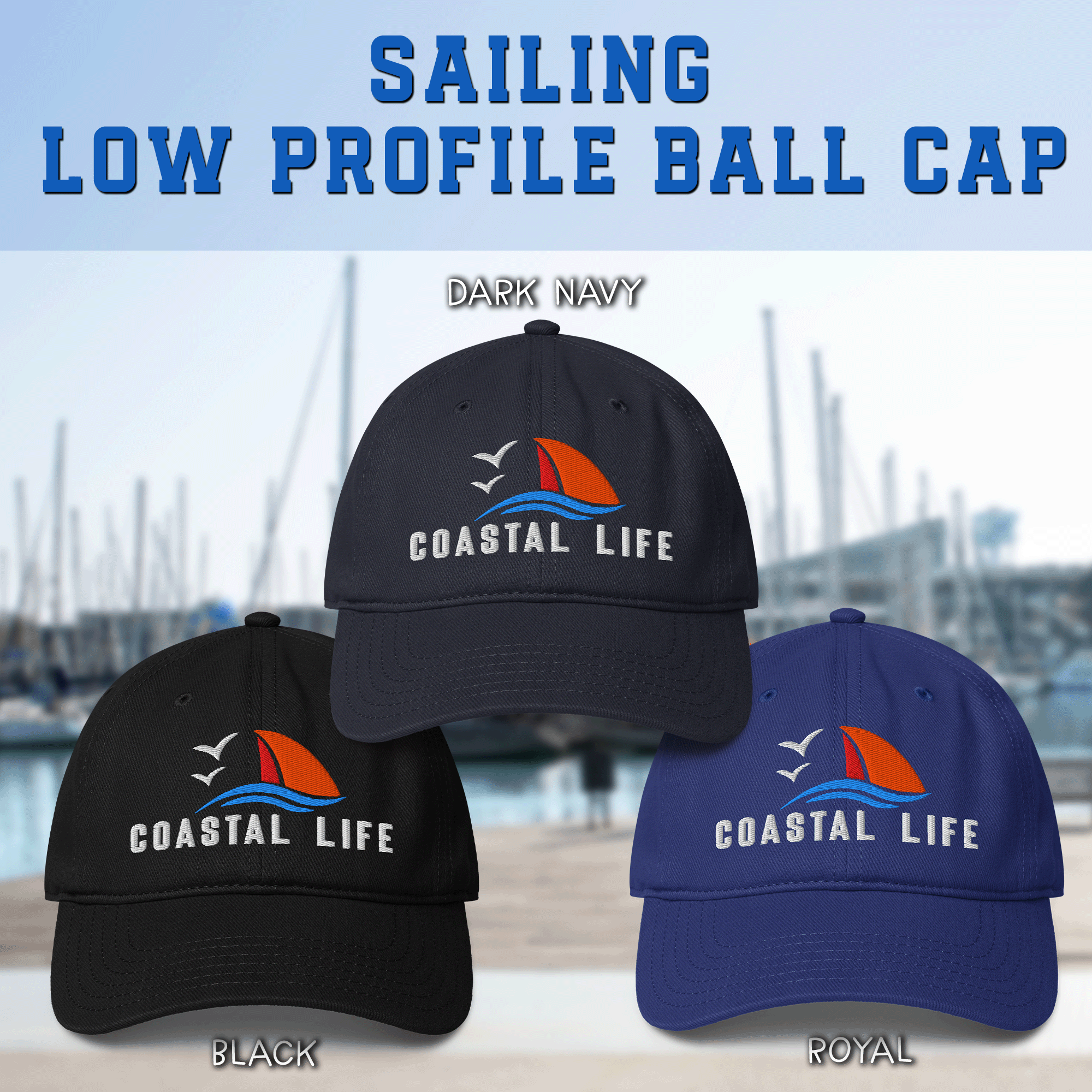 Embroidered Coastal Life Boating Low-profile Cap