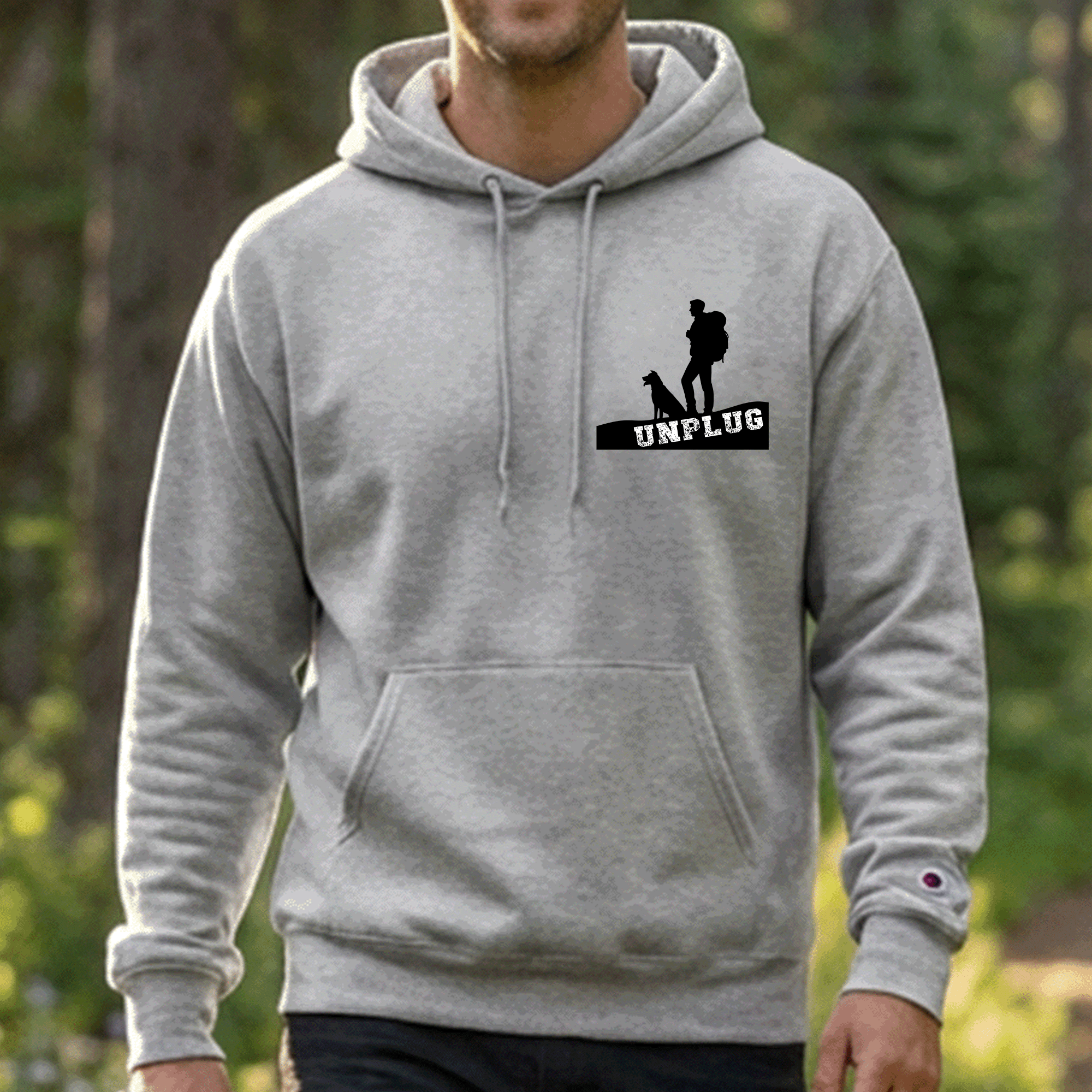 Unplug Hiking with Dog Powerblend Hoodie