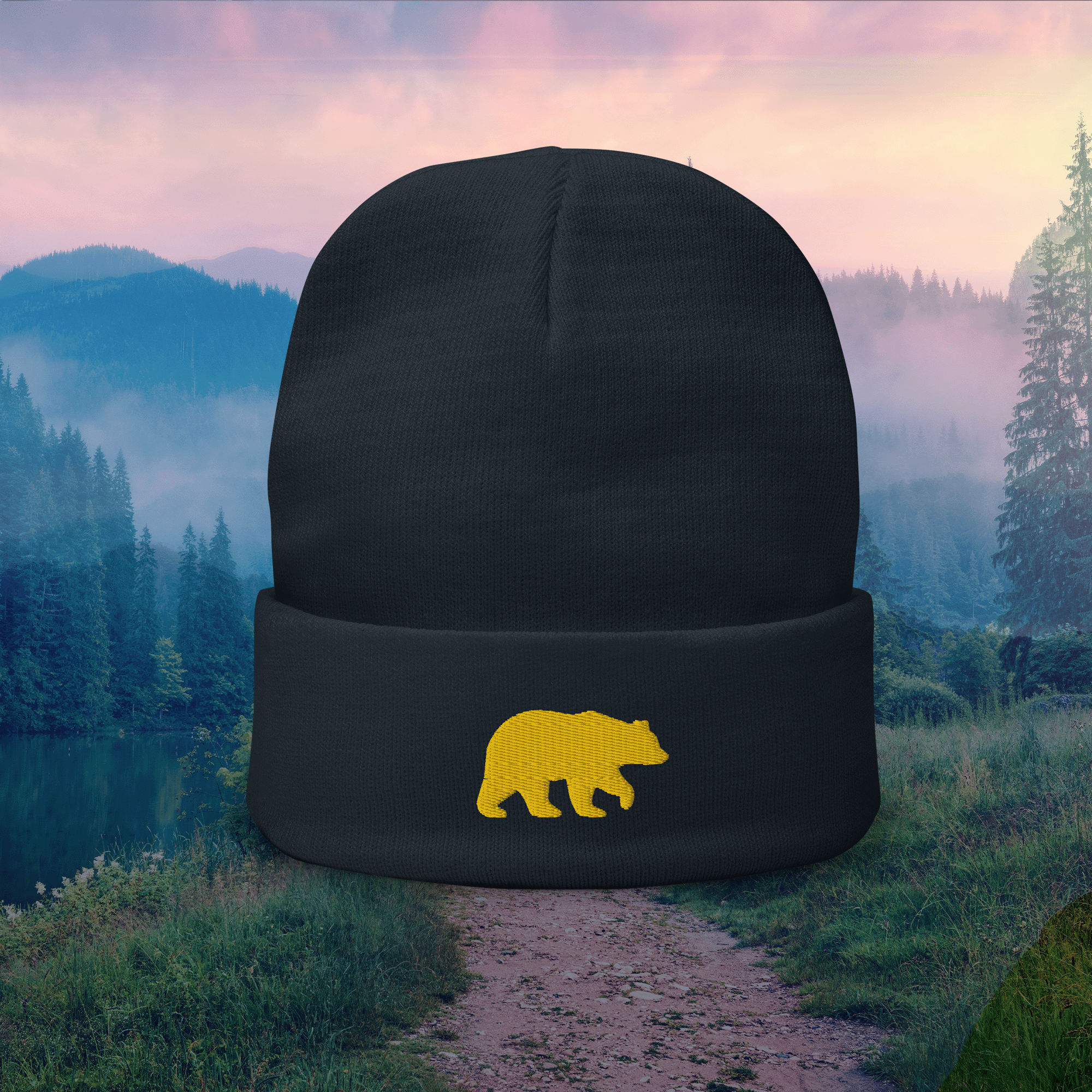 Embroidered Golden Bear Beanie