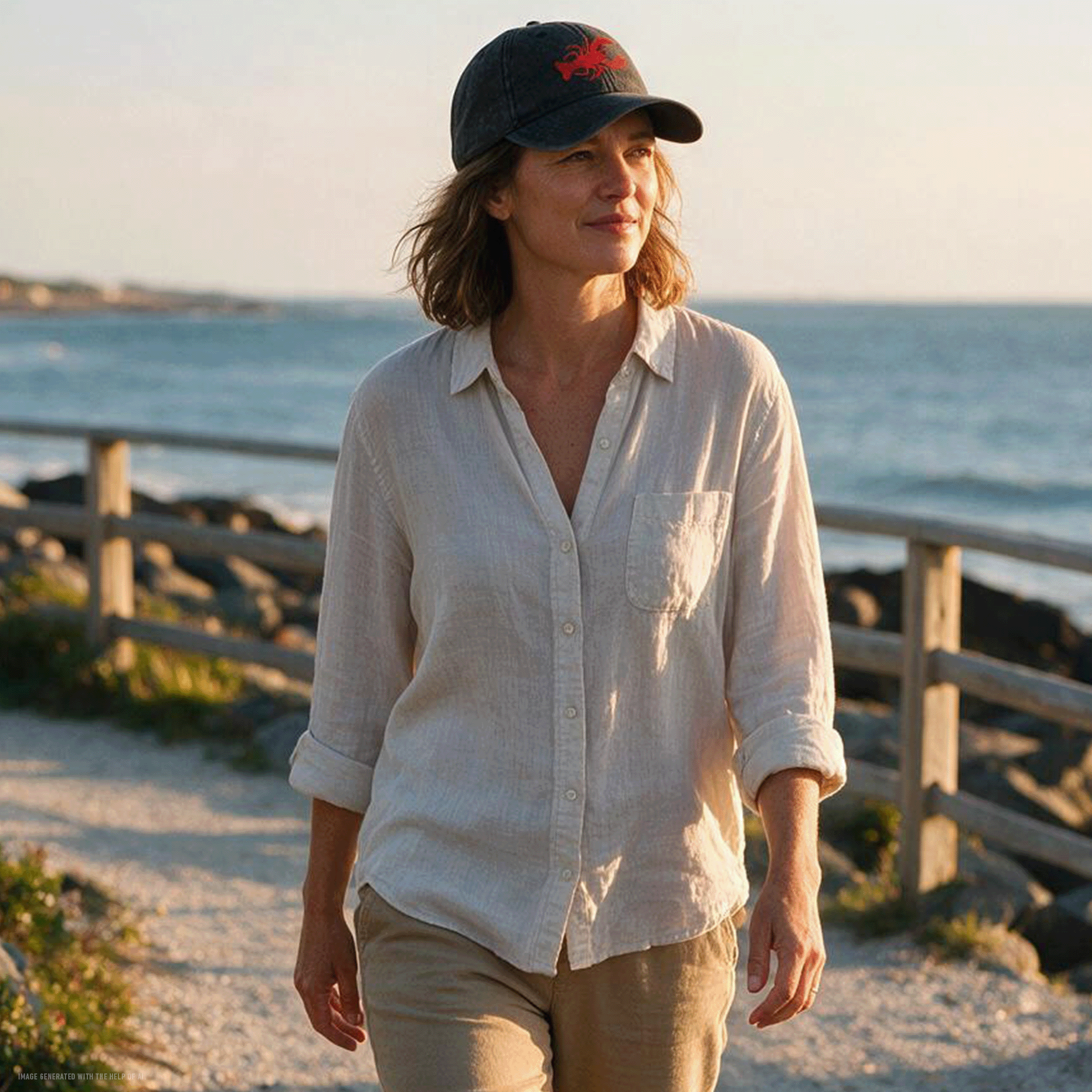Embroidered Red Lobster Vintage Cotton Twill Cap
