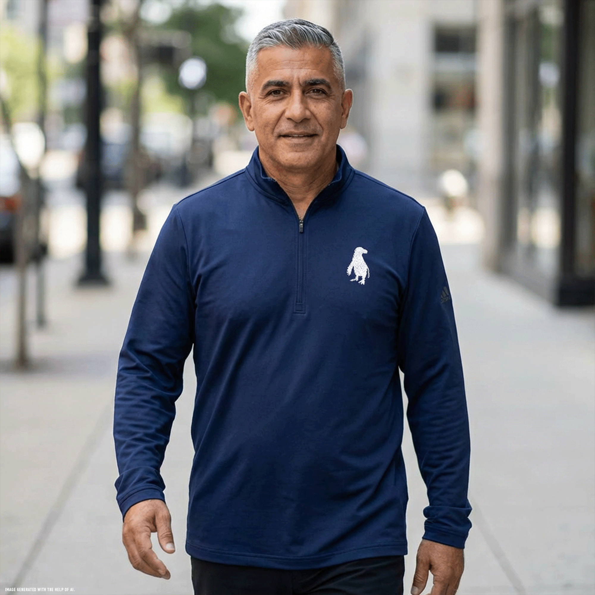 Adidas Embroidered Penguin Quarter-Zip Pullover