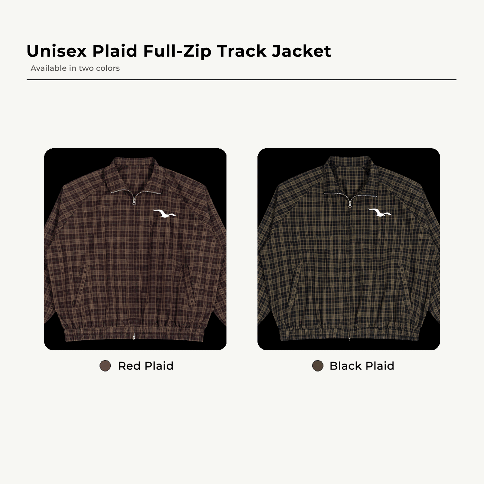 Unisex Seagull Plaid Full-Zip Track Jacket
