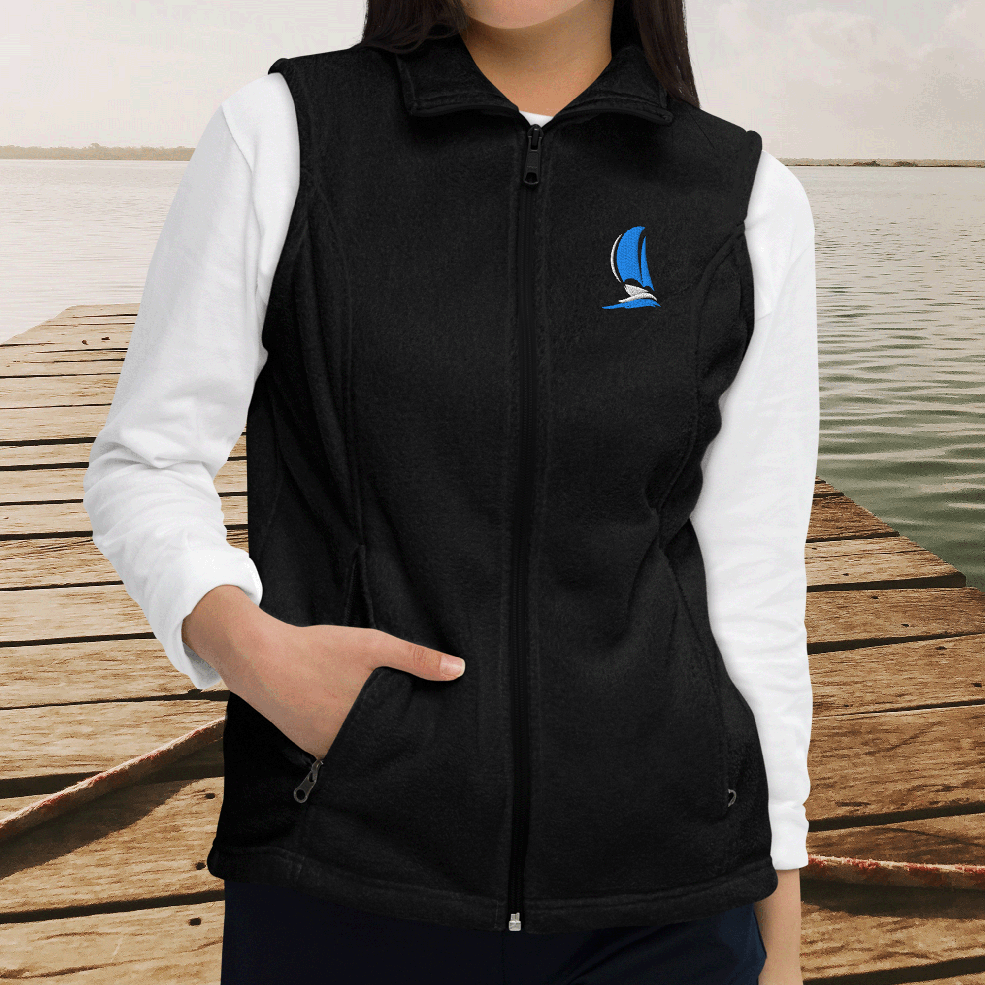 Embroidered Sailboat Women’s Columbia Fleece Vest