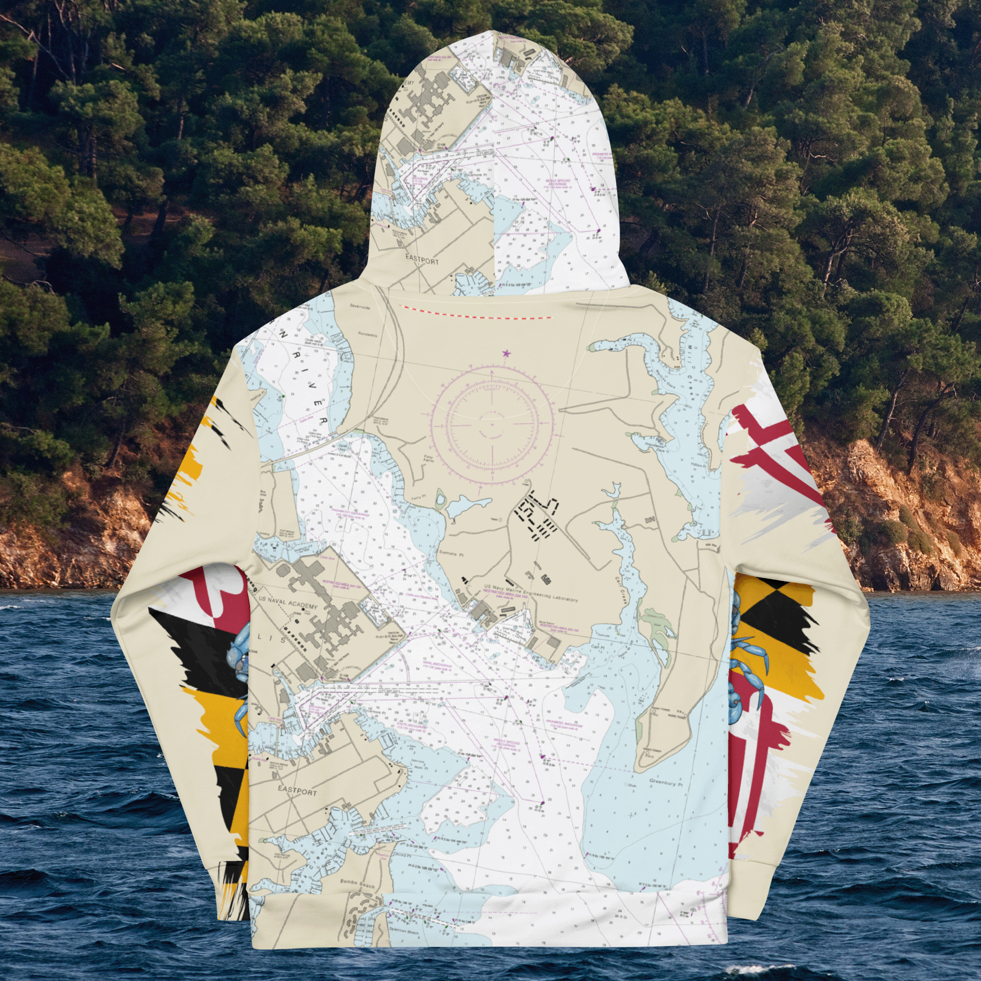 Chesapeake Bay Nautical Chart Hoodie