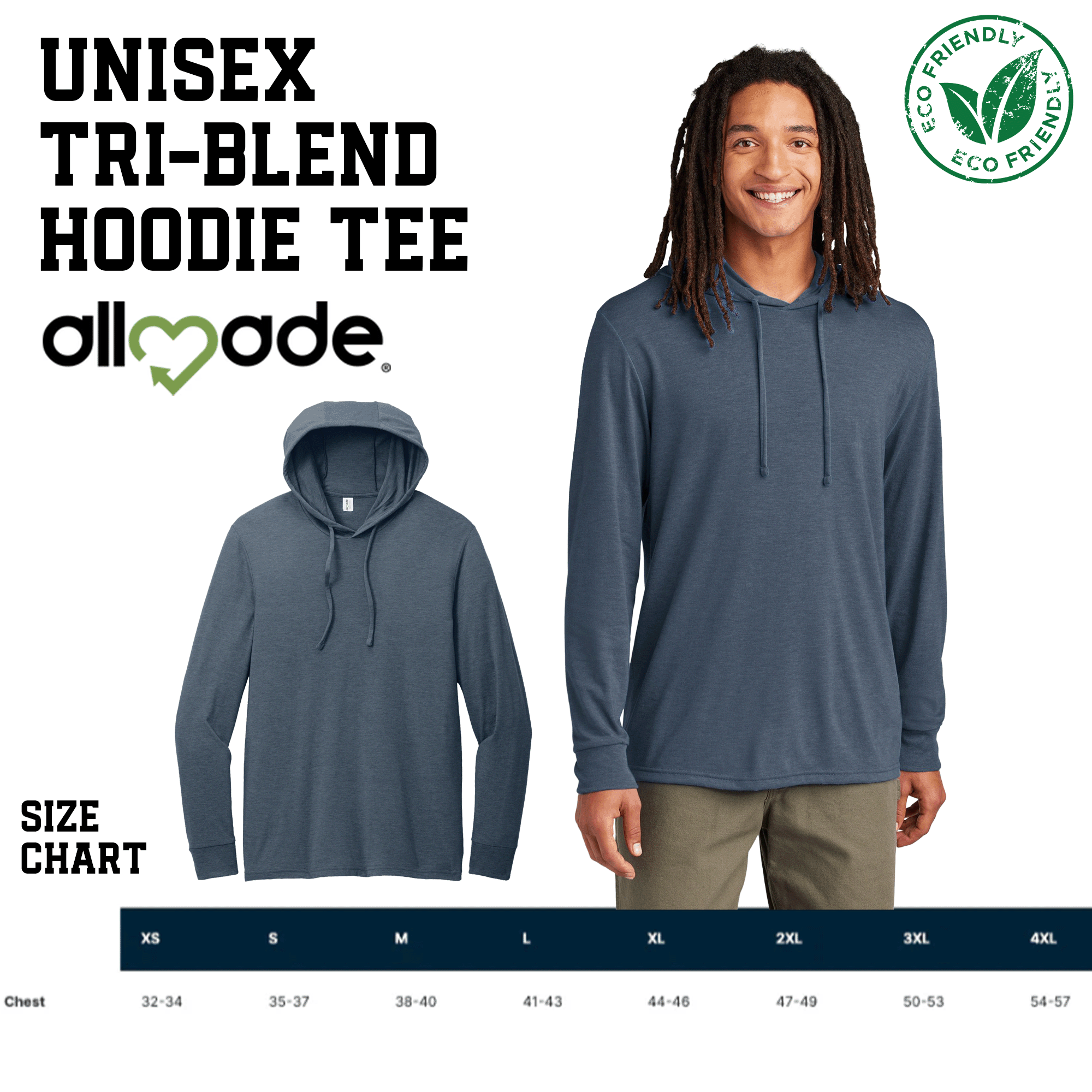 Climber Silhouette Unisex Tri-Blend Eco-friendly Hoodie Tee