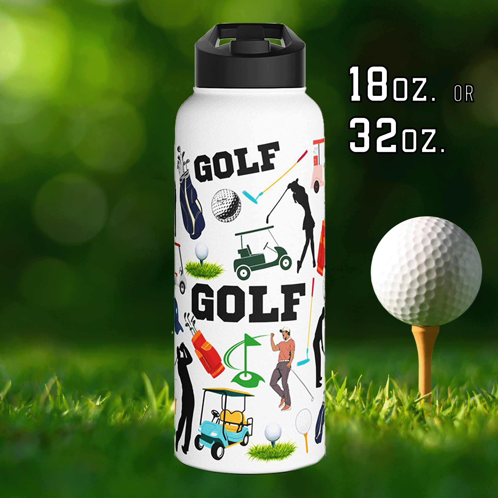 Golfing Stainless Steel Water Bottle