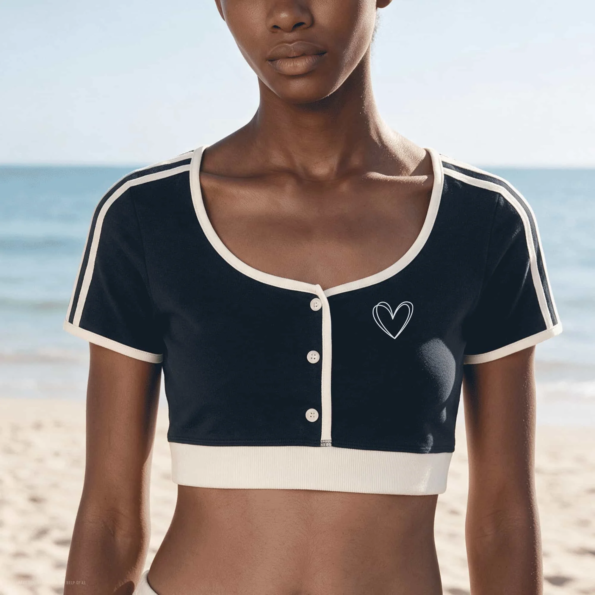 Women’s Hearts Color Block Crop T-Shirt