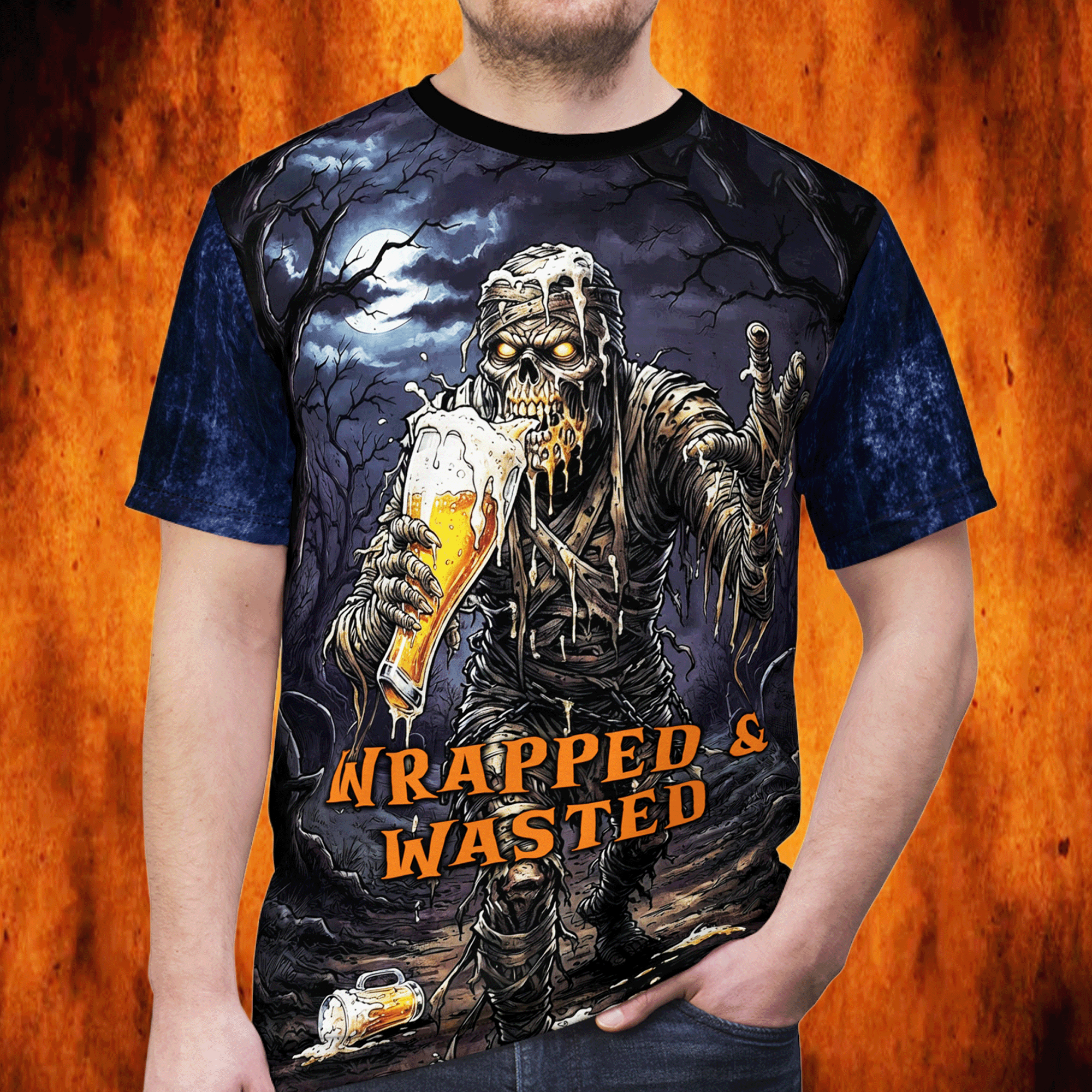 Mummy Beer Graphic All-Over Print Tee