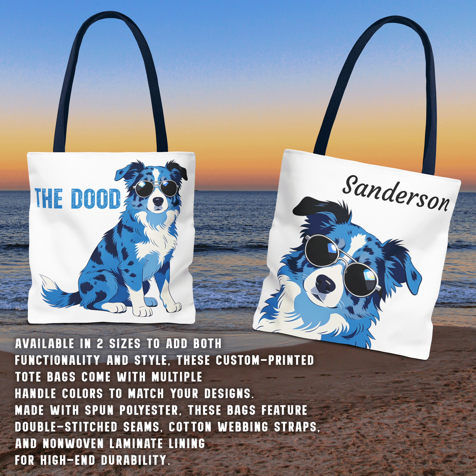 Personalized The Dood Doodle Dog Beach Tote