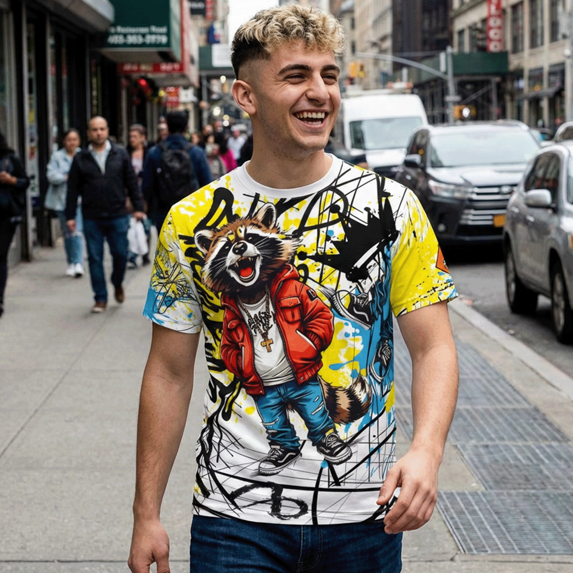 Graffiti Raccoon Streetwear T-shirt