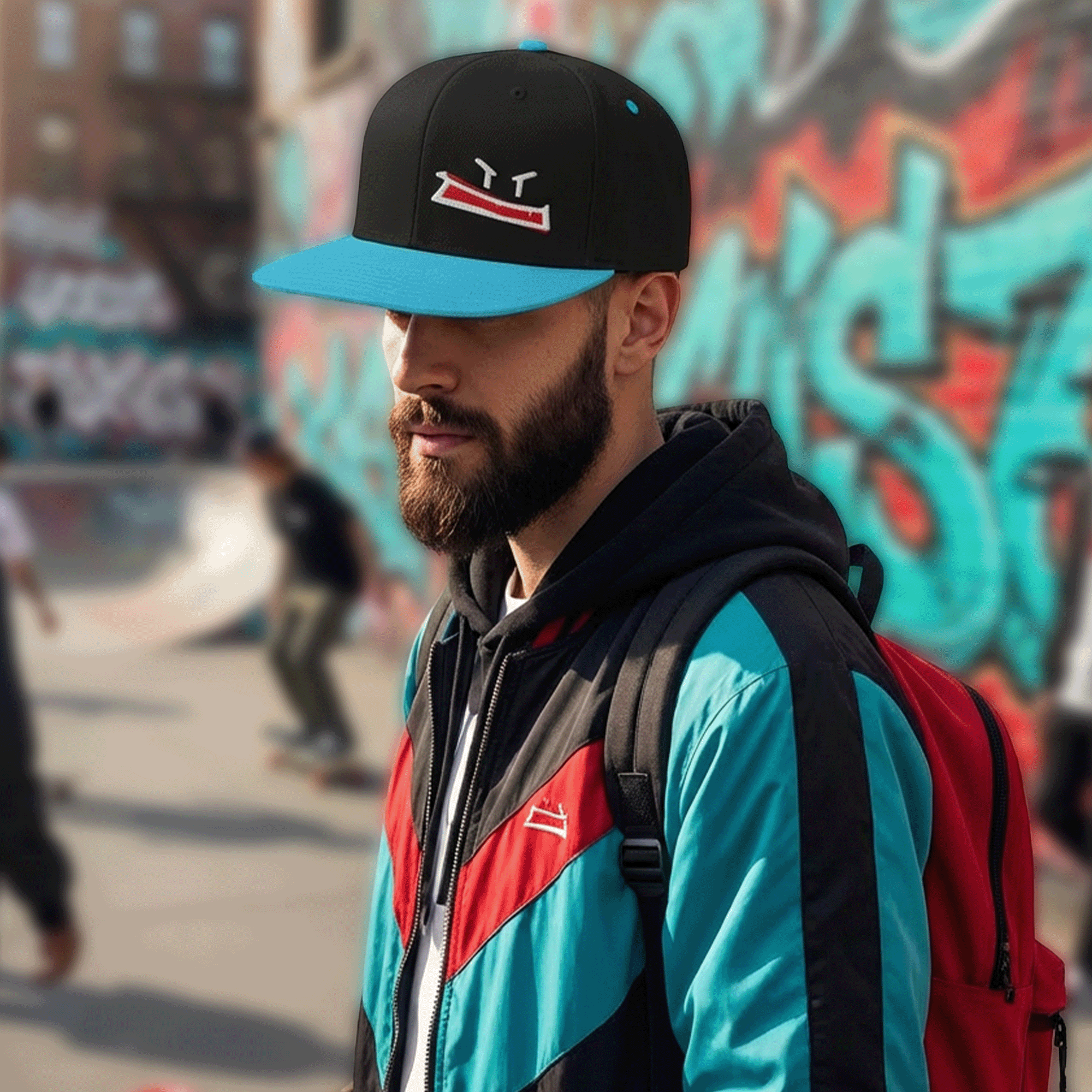 Embroidered Graffiti Face Streetwear Snapback Hat