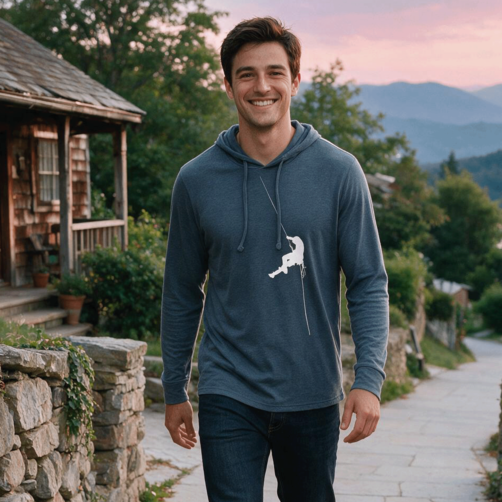 Climber Silhouette Unisex Tri-Blend Eco-friendly Hoodie Tee