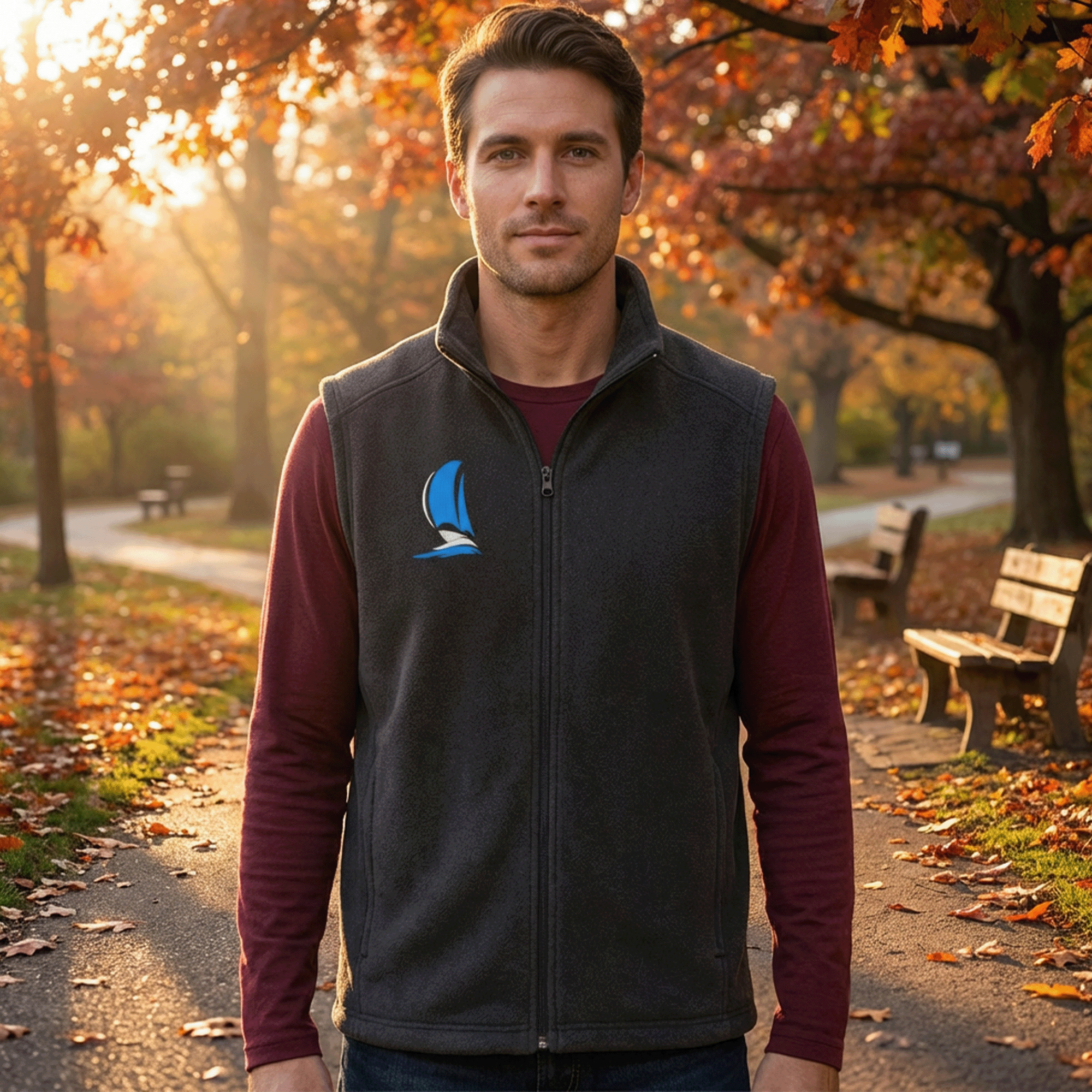 Embroidered Mens Sailboat Columbia Fleece Vest