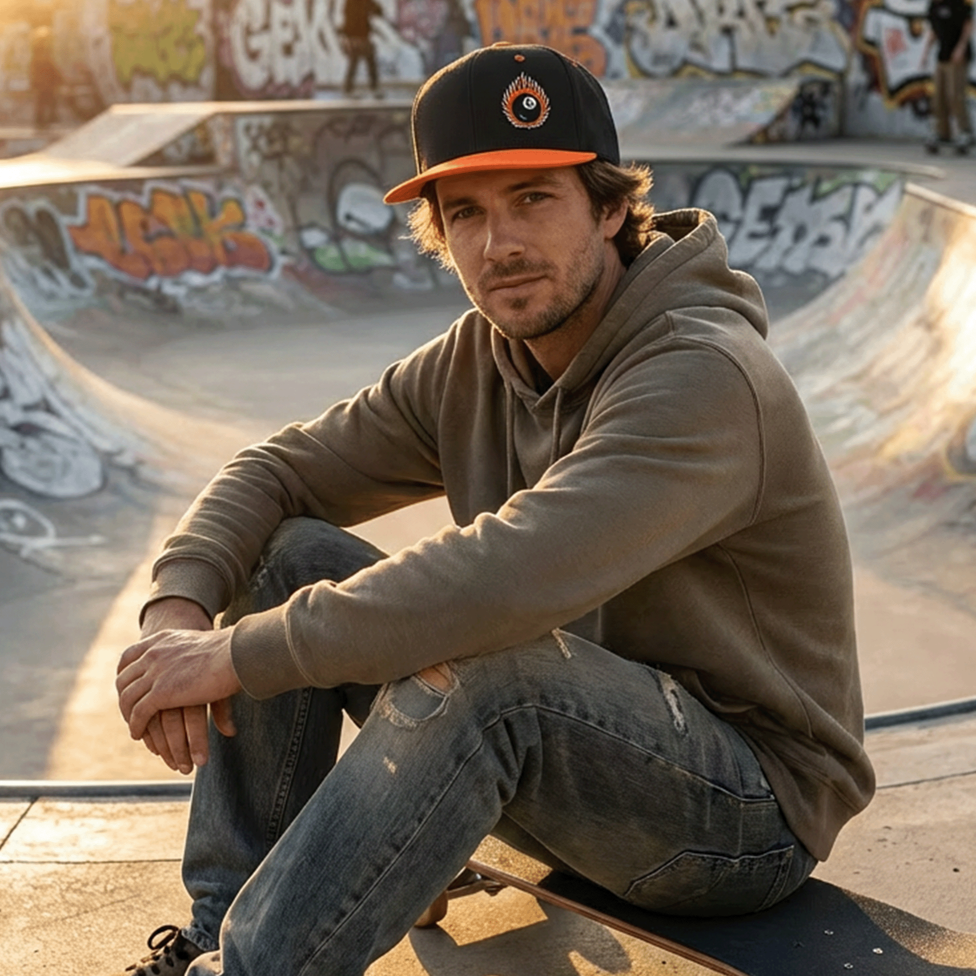 Embroidered 8 Ball Streetwear Snapback Cap