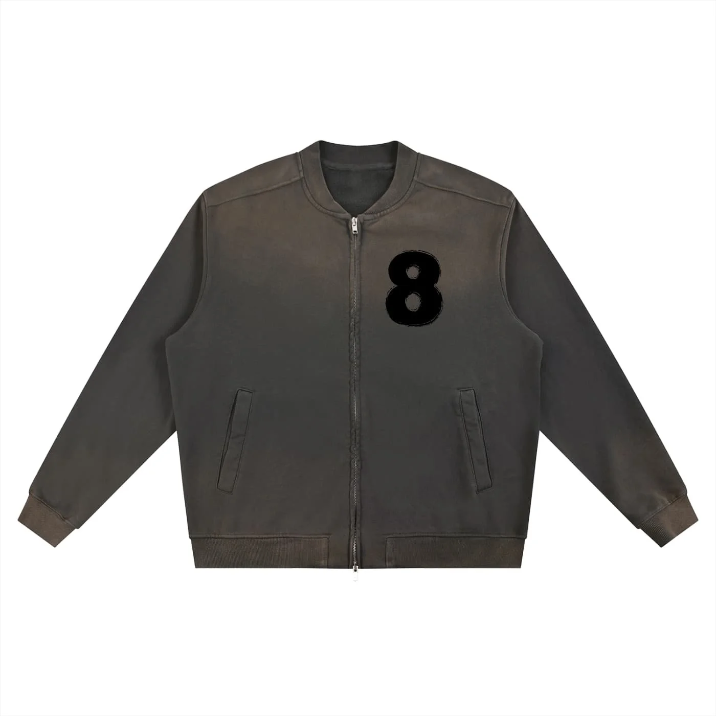Grunge Number 8 Sun Faded Heavyweight Baseball Jacket