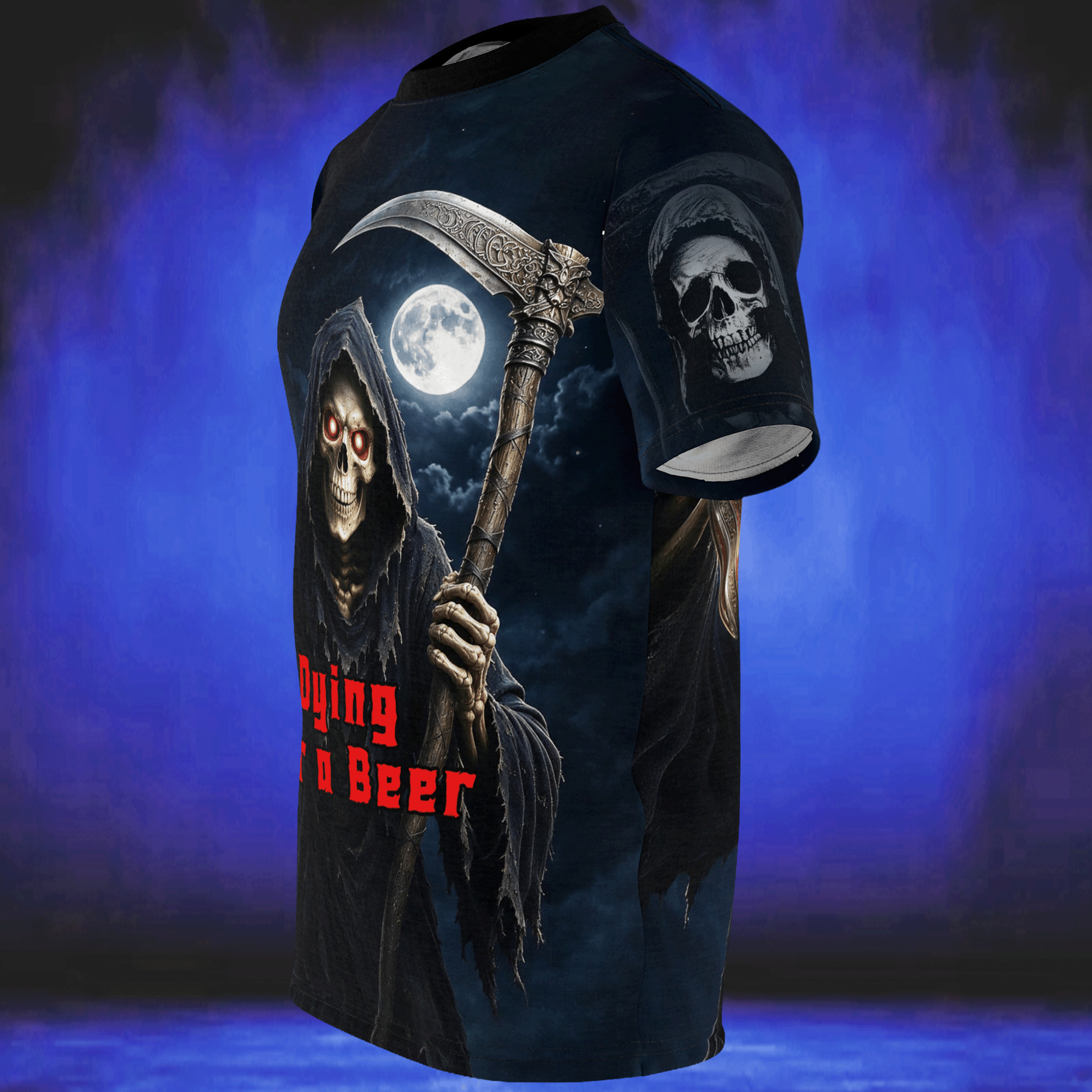 Grim Reaper Beer Graphic All-Over Print Tee