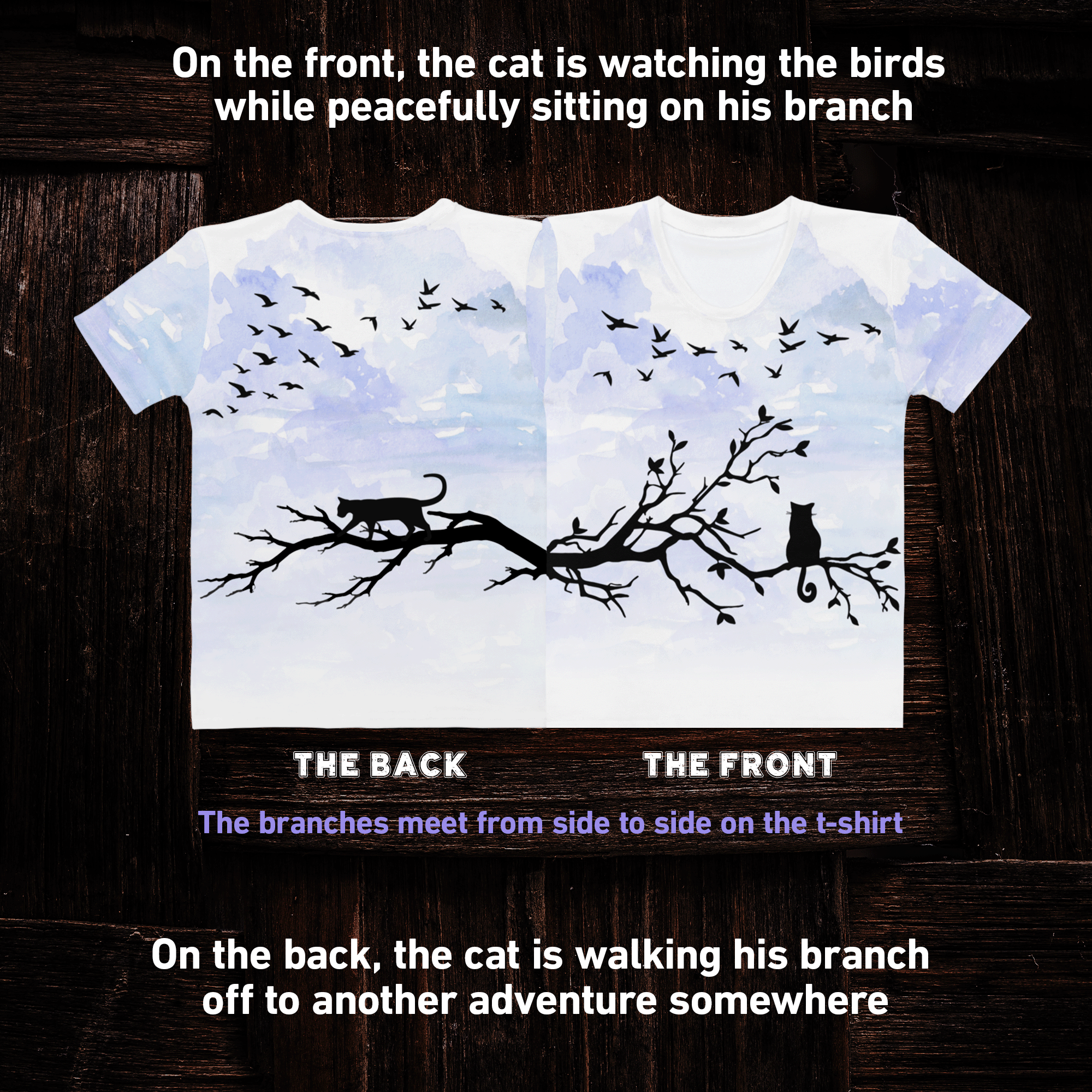 Black Cat on a branch womens tee 4.png