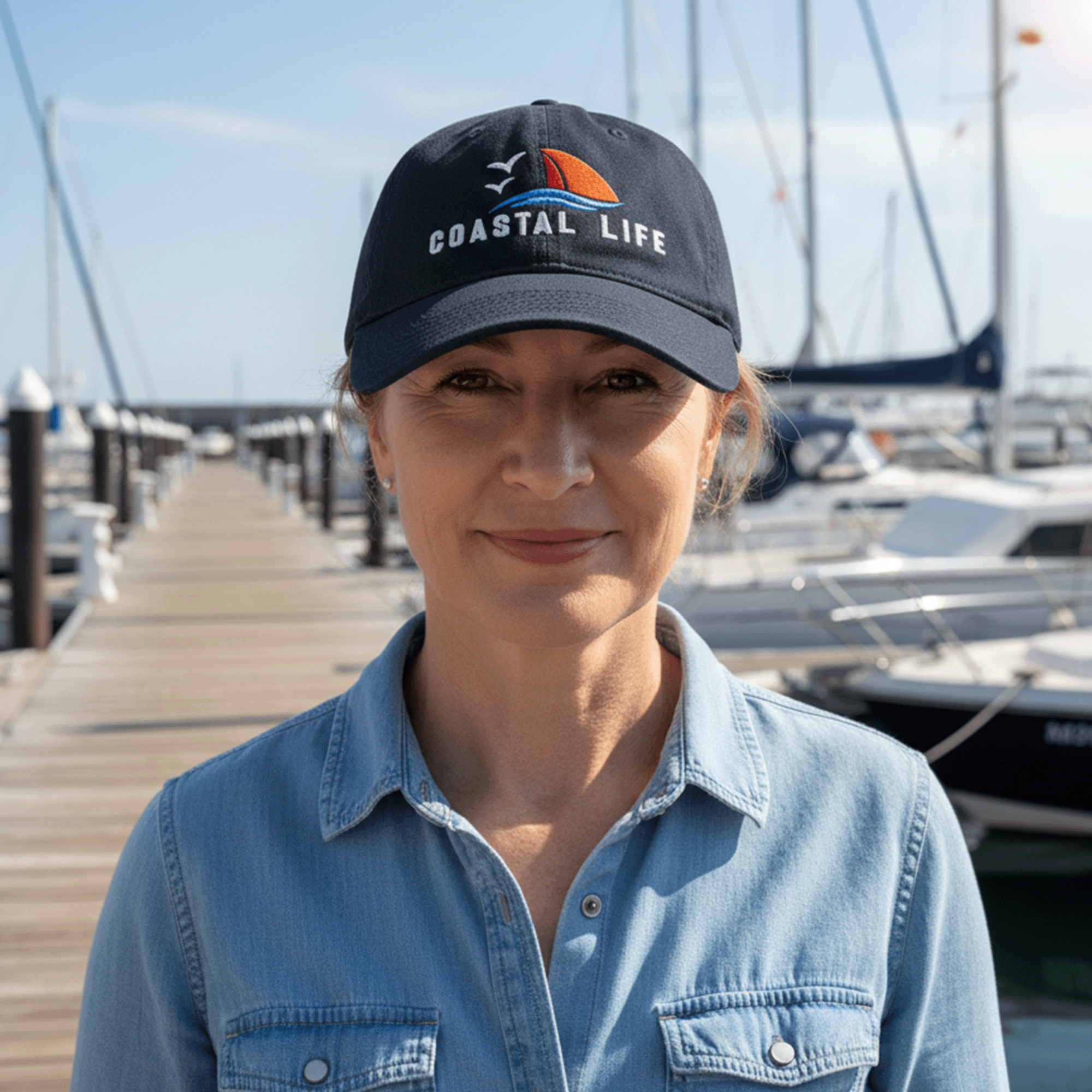 Embroidered Coastal Life Boating Low-profile Cap