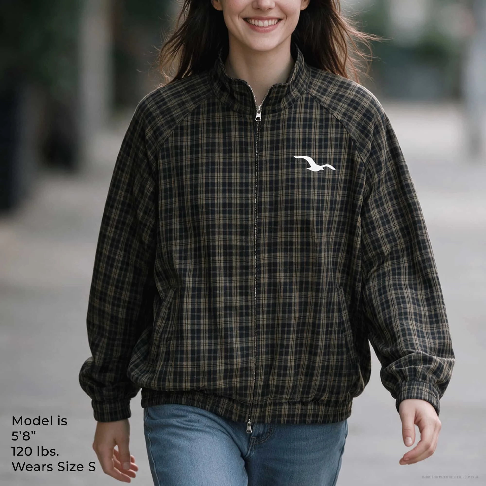 Unisex Seagull Plaid Full-Zip Track Jacket