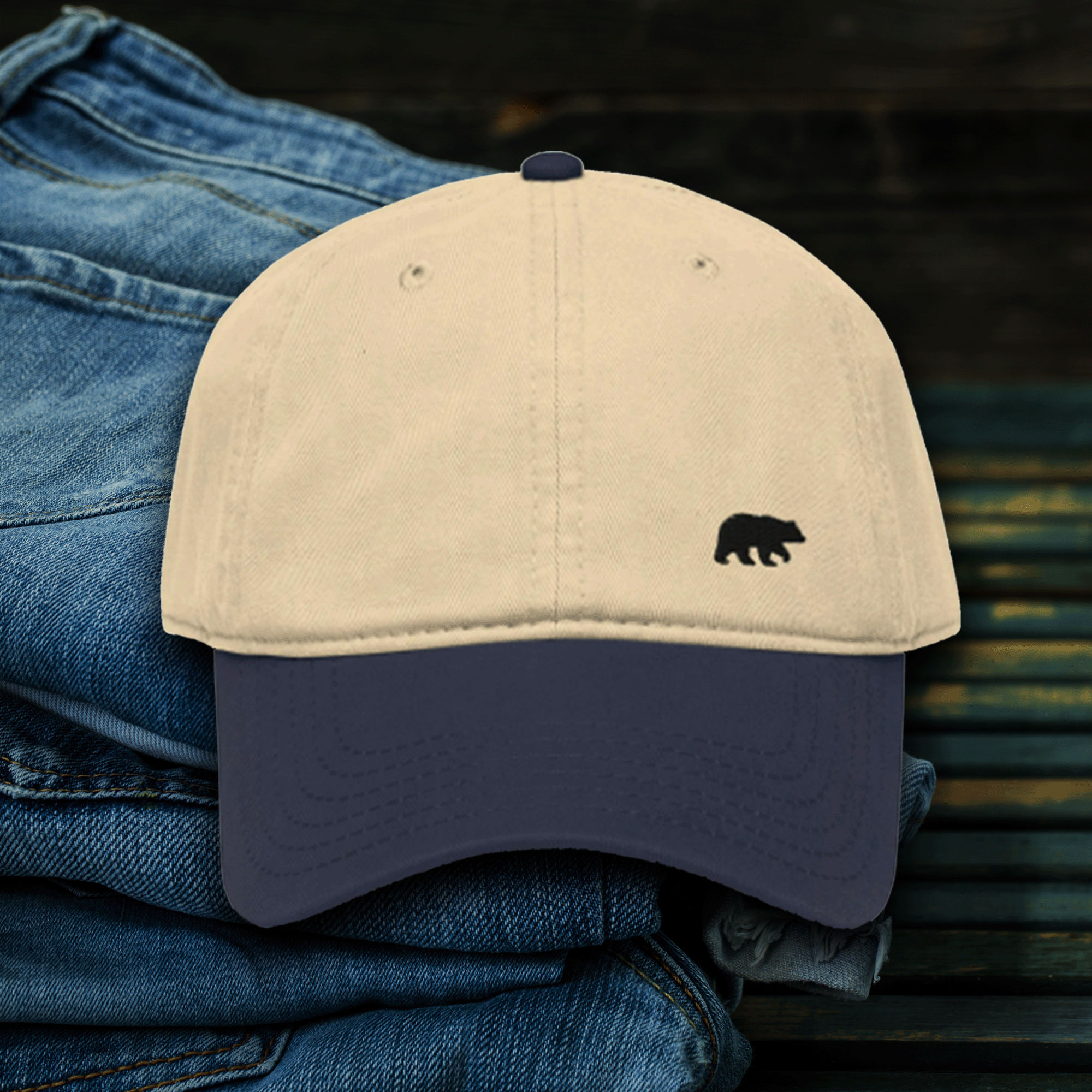 Little Black Bear Garment-Washed Cap