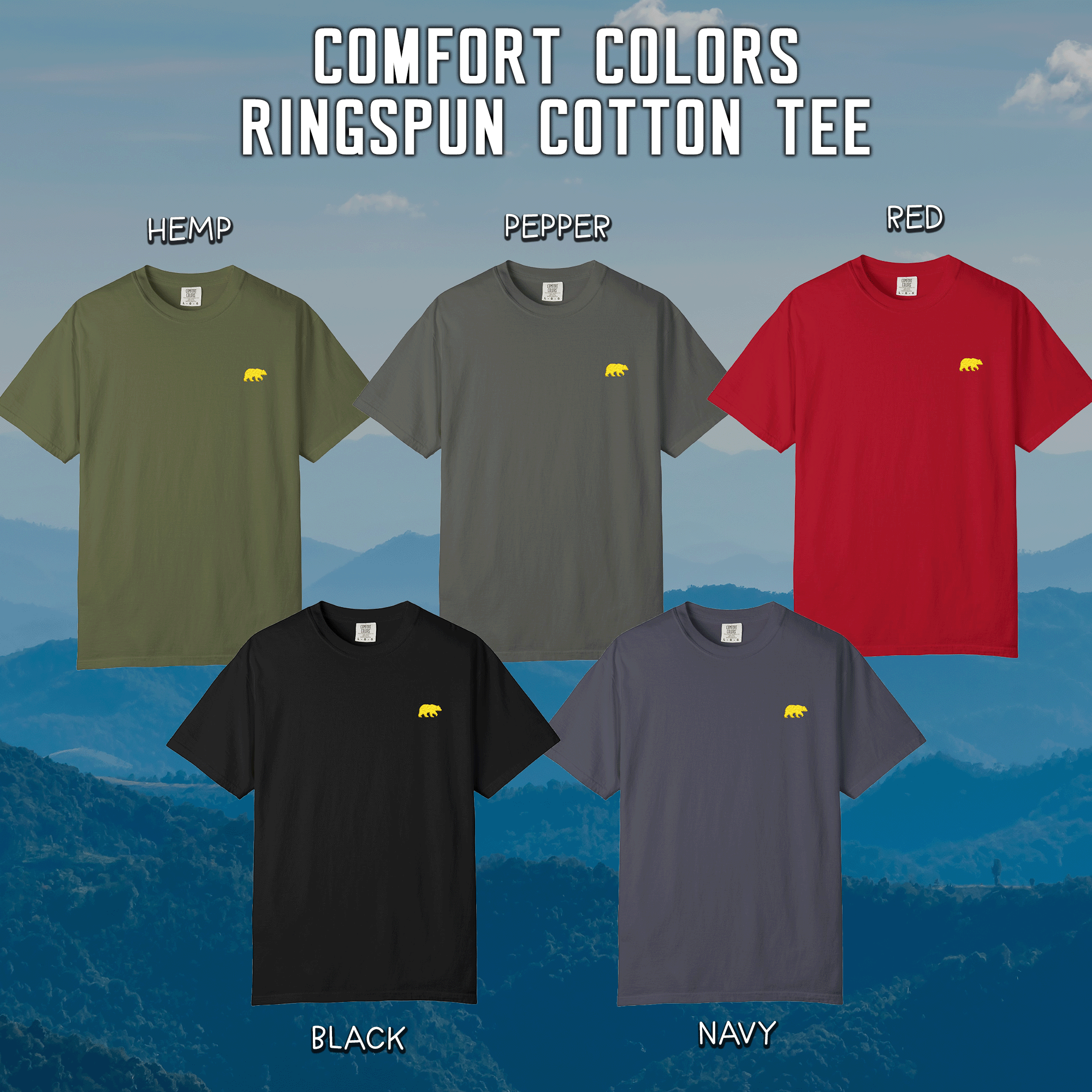 Embroidered Yellow Bear Comfort Colors T-Shirt