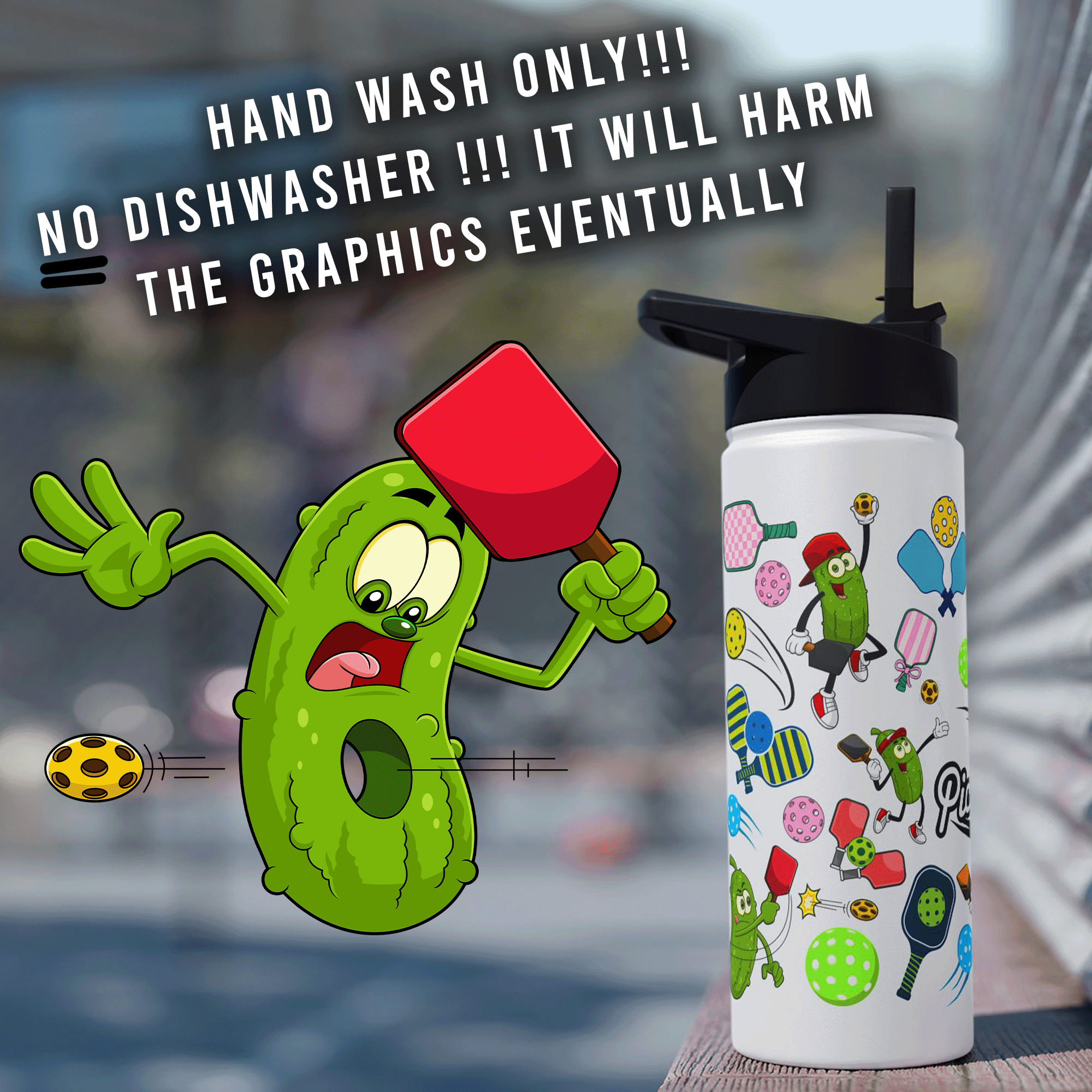 Pickleball Stainless Steel Water Bottle