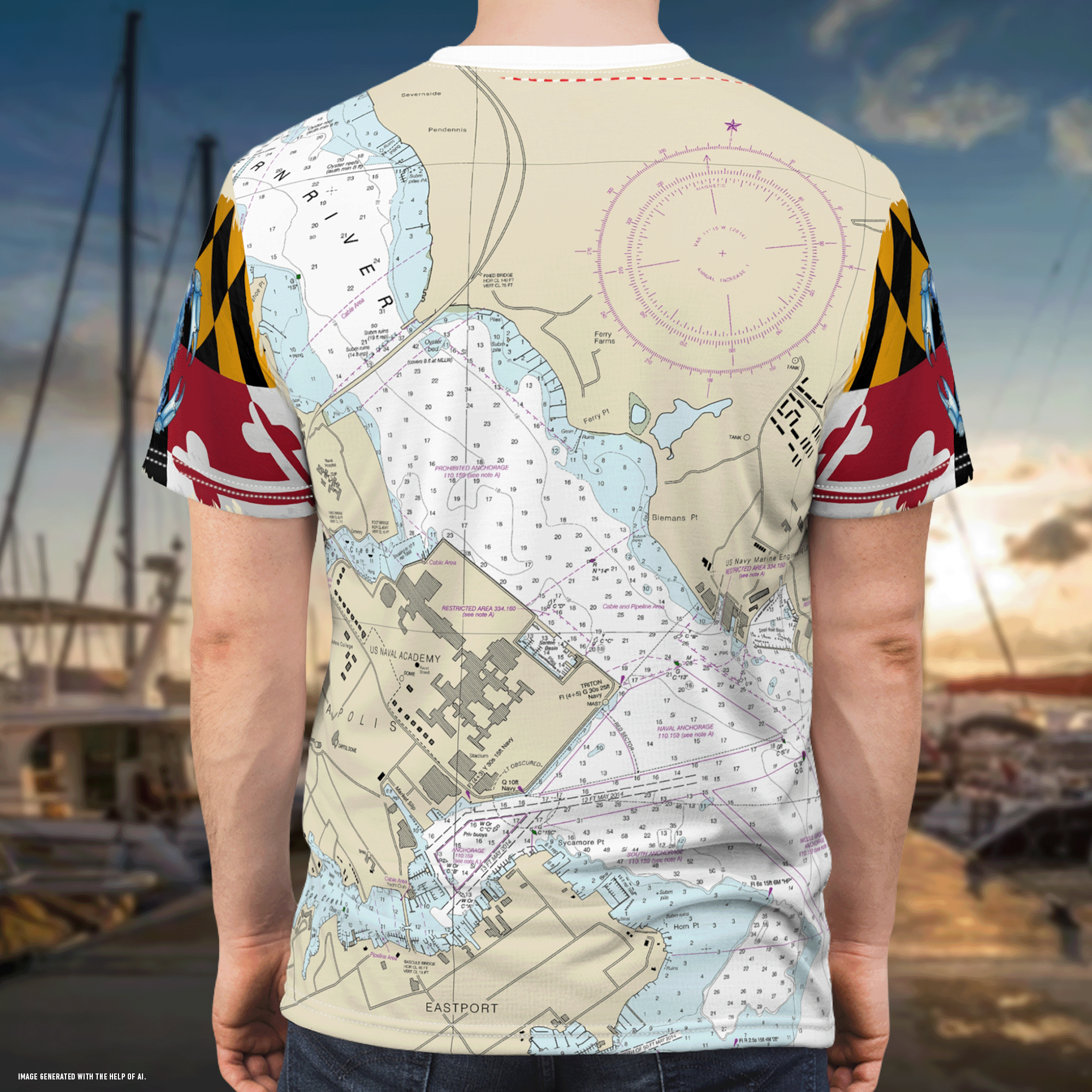 Maryland Chesapeake Bay Nautical Chart Tee