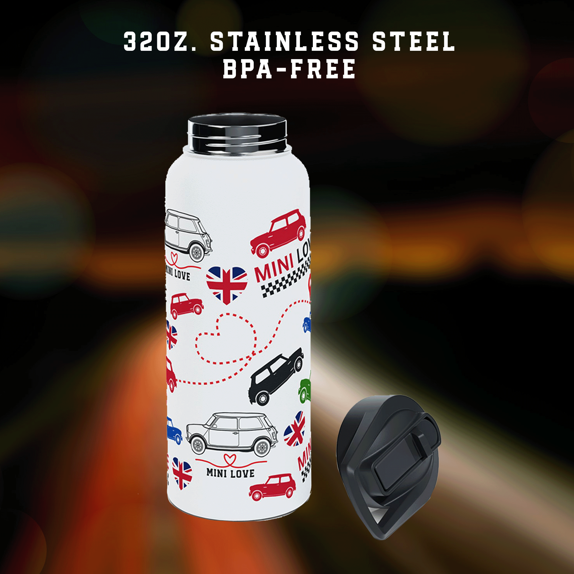 Mini Love Stainless Steel 32oz Stainless Water Bottle