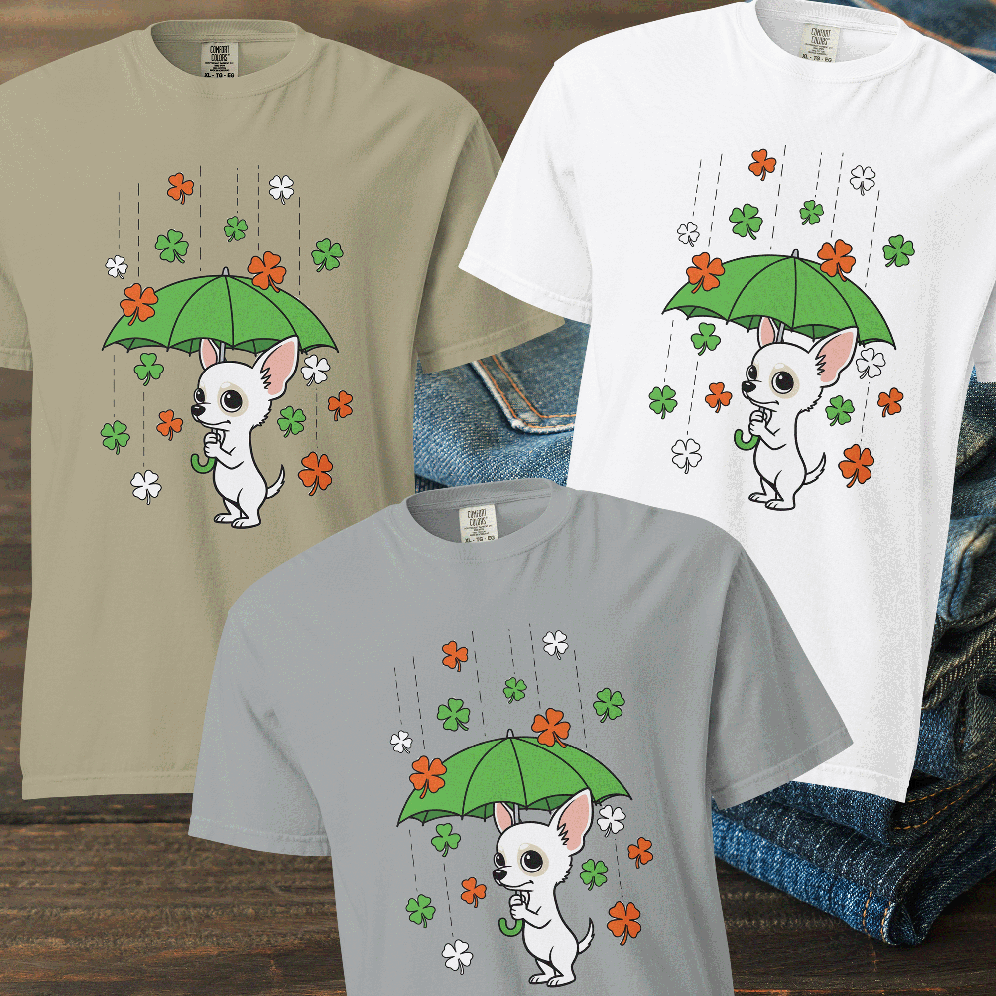 Shamrock rain Chihuaha tee 4.png