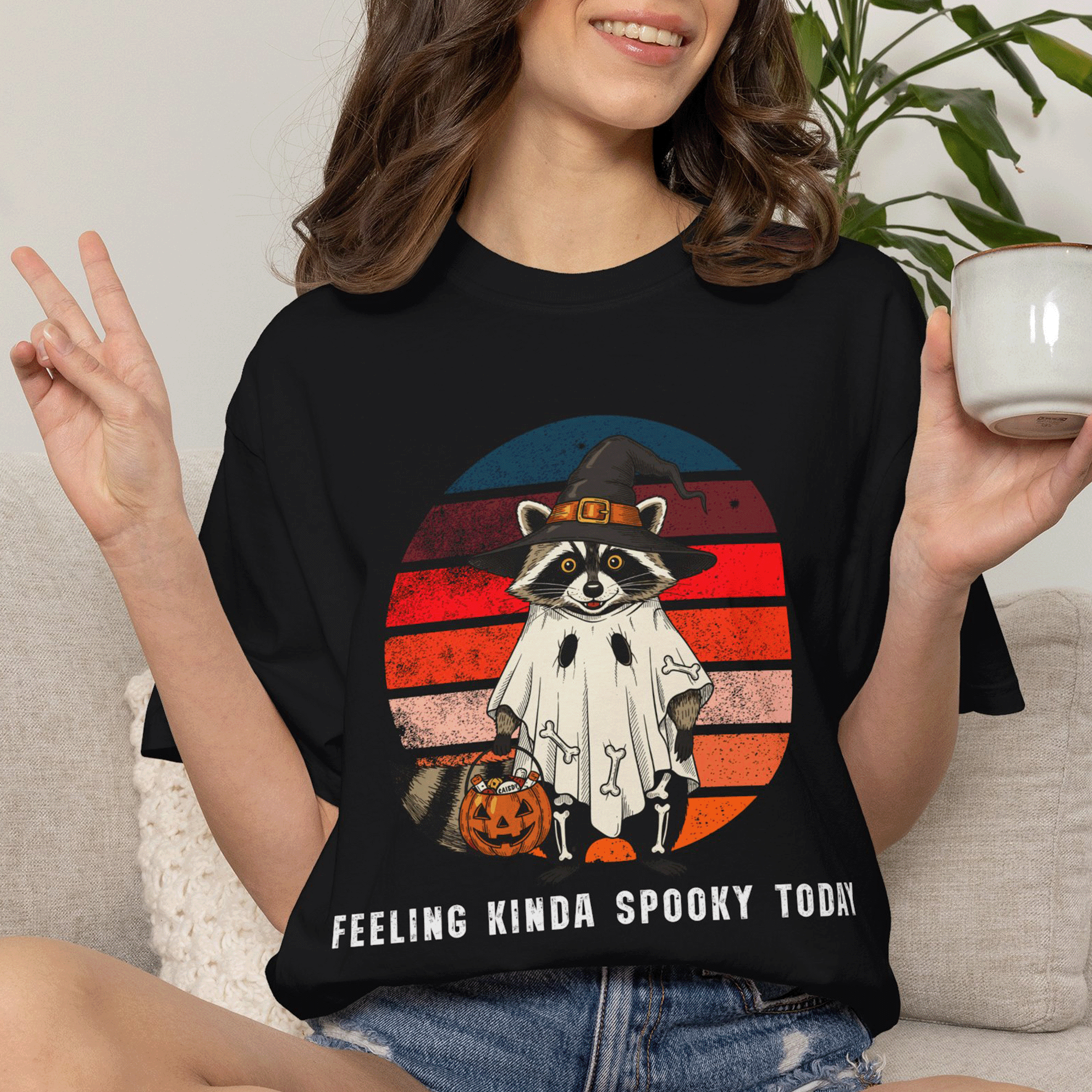 Raccoon Feeling Kinda Spooky Today Comfort Colors T-Shirt