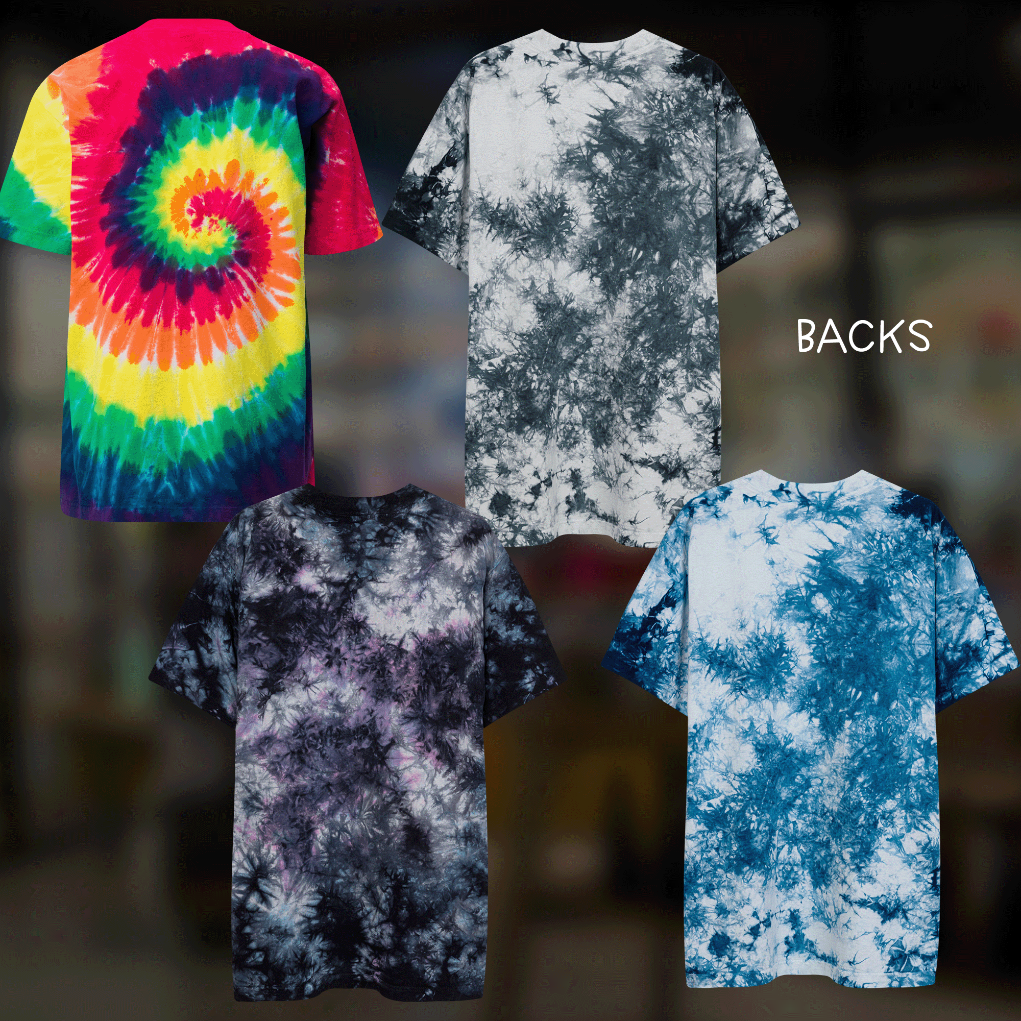 Embroidered Streetwear Smiley Tie-Dye T-Shirt