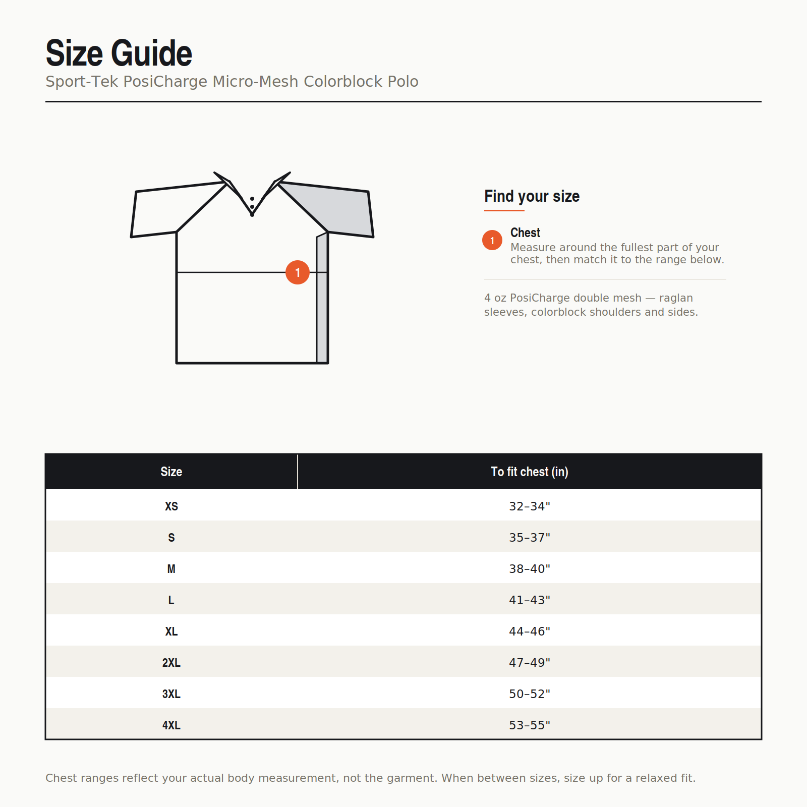 Orange Rabbit Sizing chart