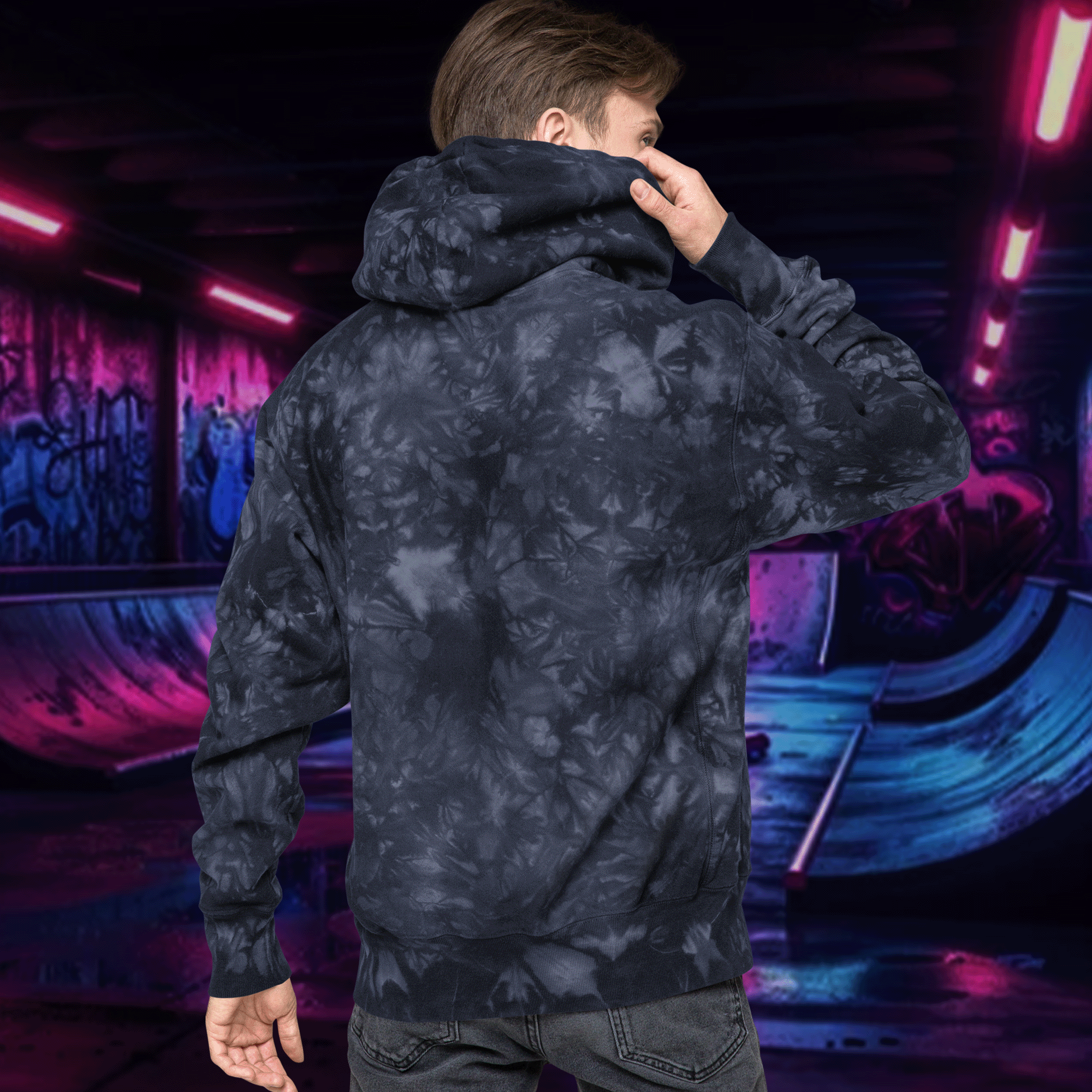 Embroidered Skateboarding Tie-dye Champion Hoodie