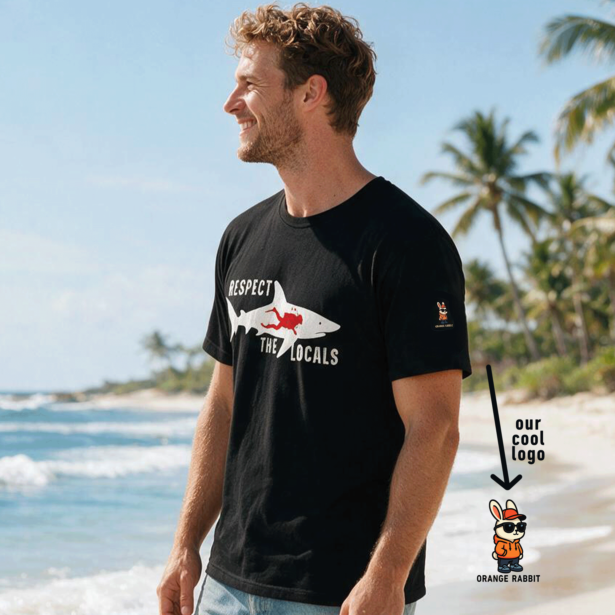 Respect the Locals Shark Recycled T‑Shirt