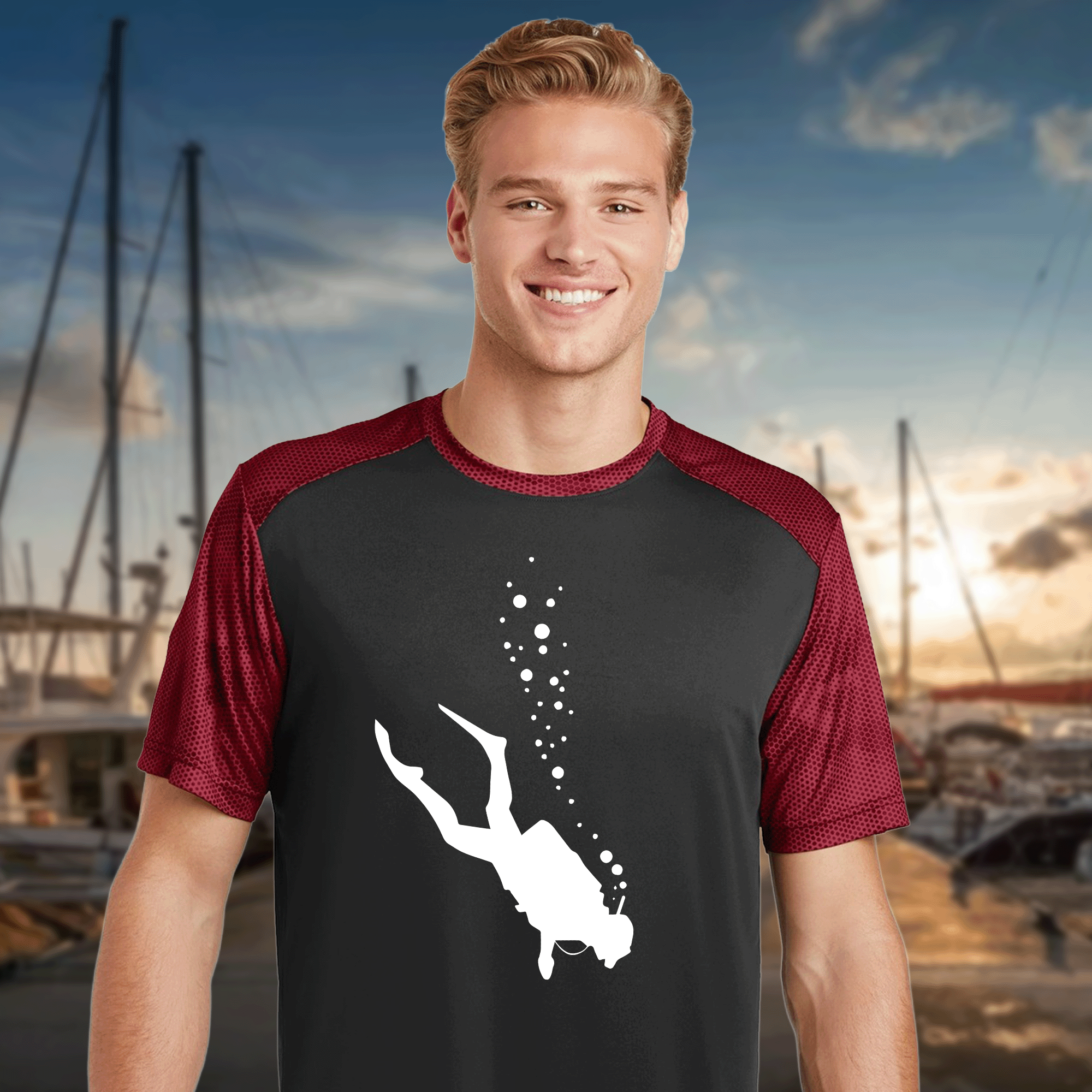 Scuba Diver Men's Polyester CamoHex SportTek Shirt