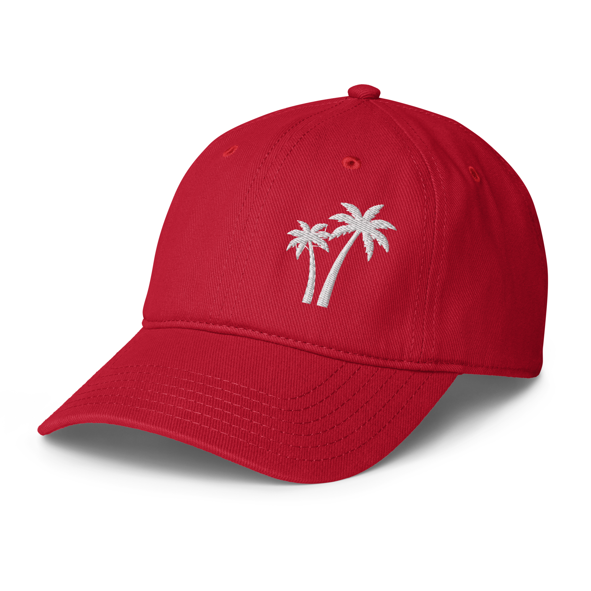 Embroidered White Palm Trees Cap