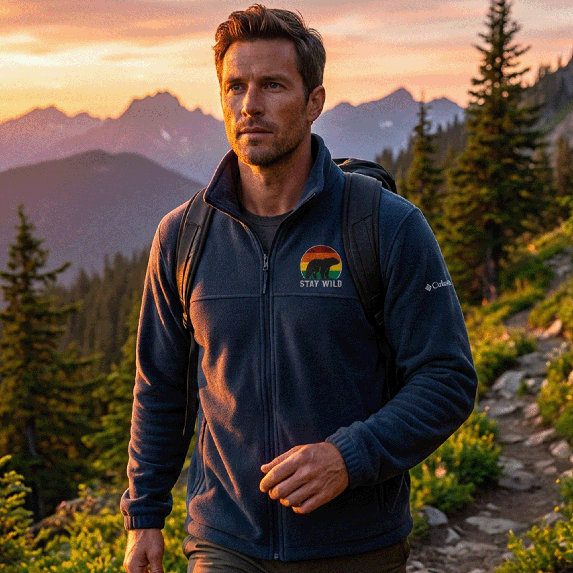 Stay Wild Black Bear Unisex Columbia Fleece Jacket