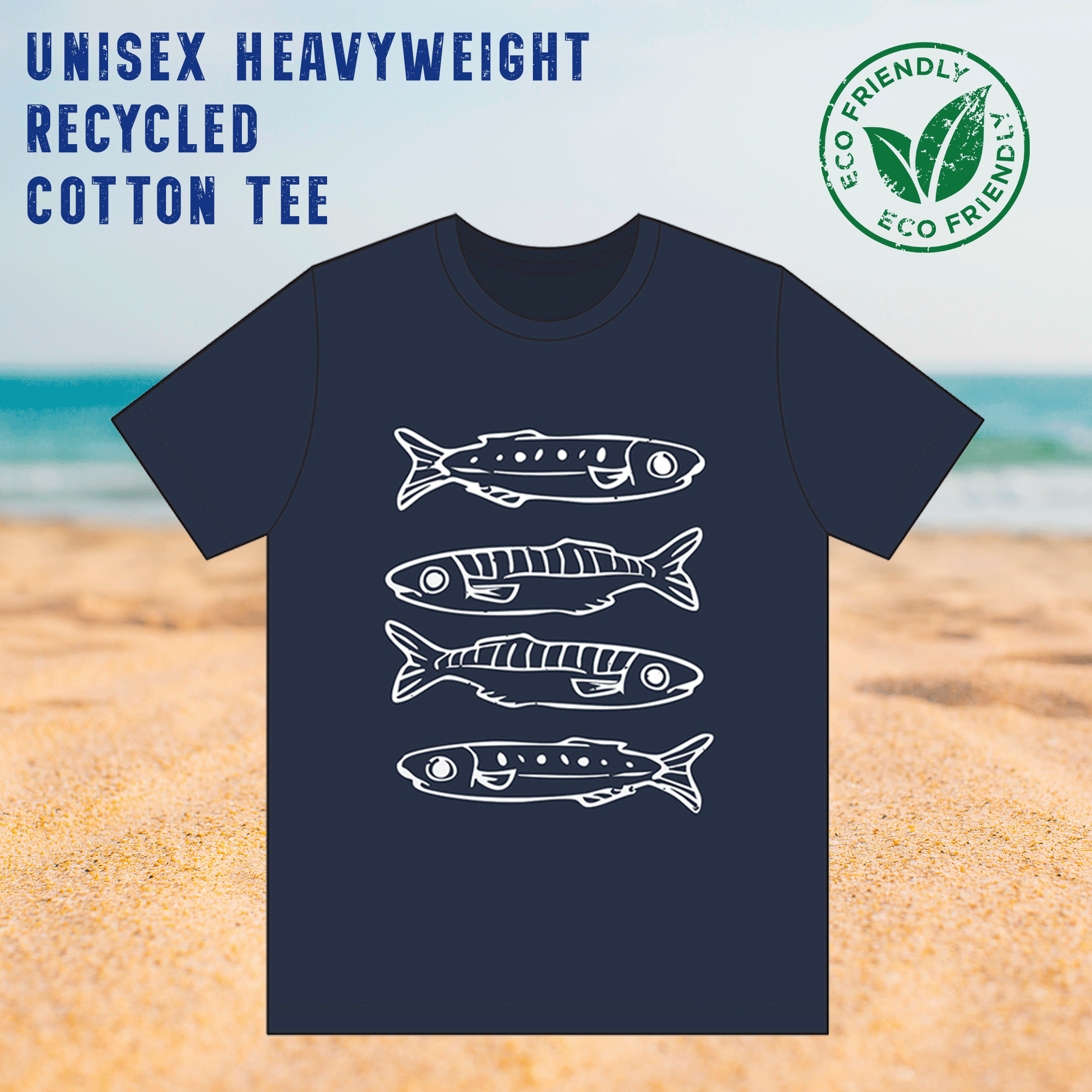 Sardine Stack Minimalist Recycled Cotton T‑Shirt