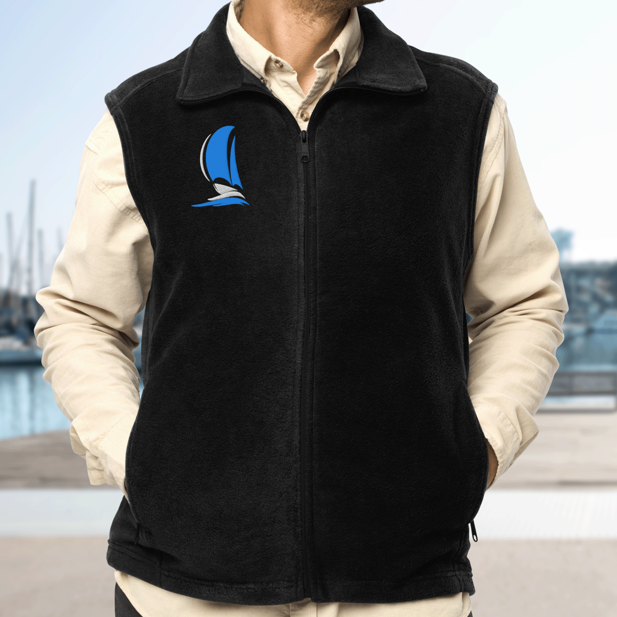 Embroidered Mens Sailboat Columbia Fleece Vest