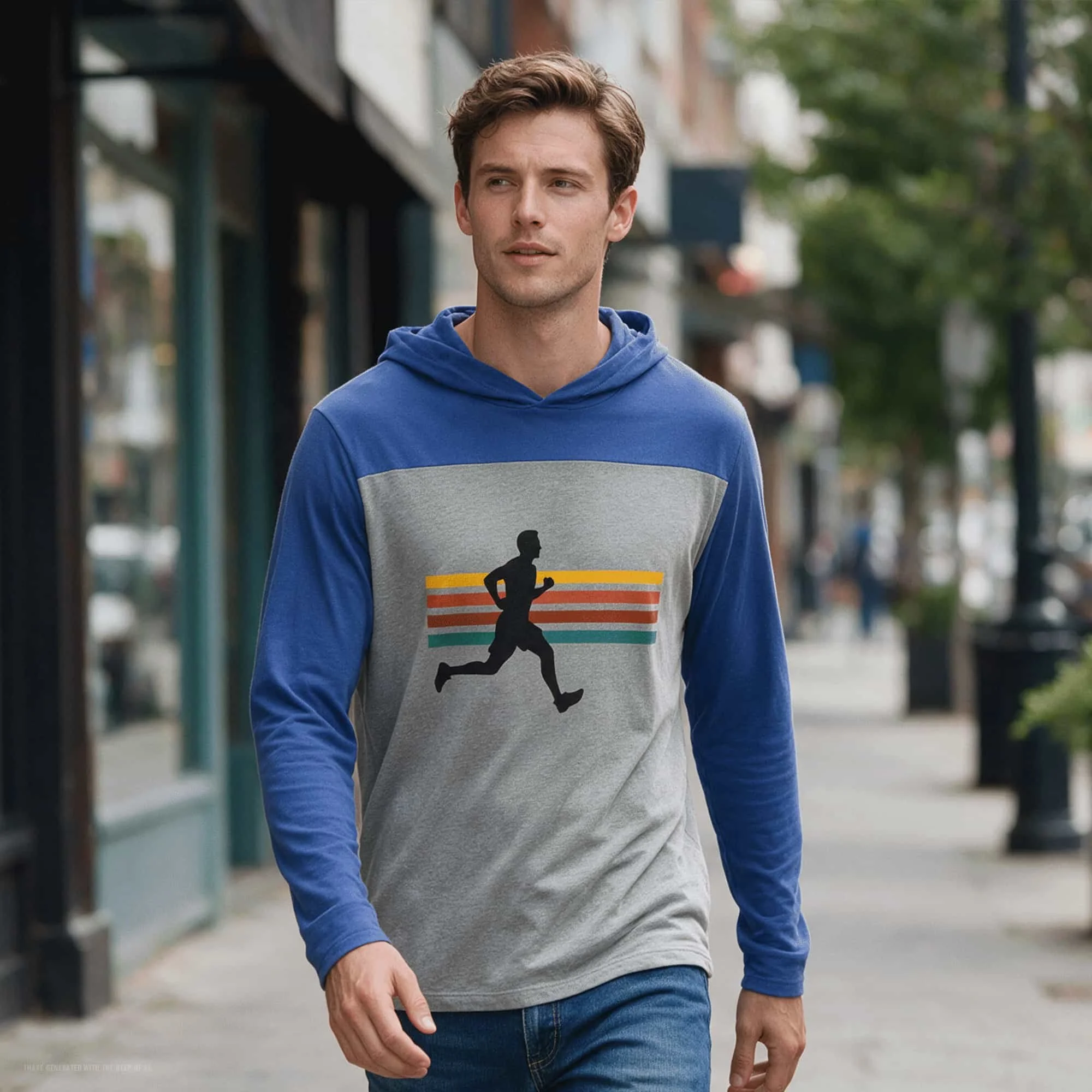 Runner Retro Stripes Long Sleeve Hoodie T-shirt