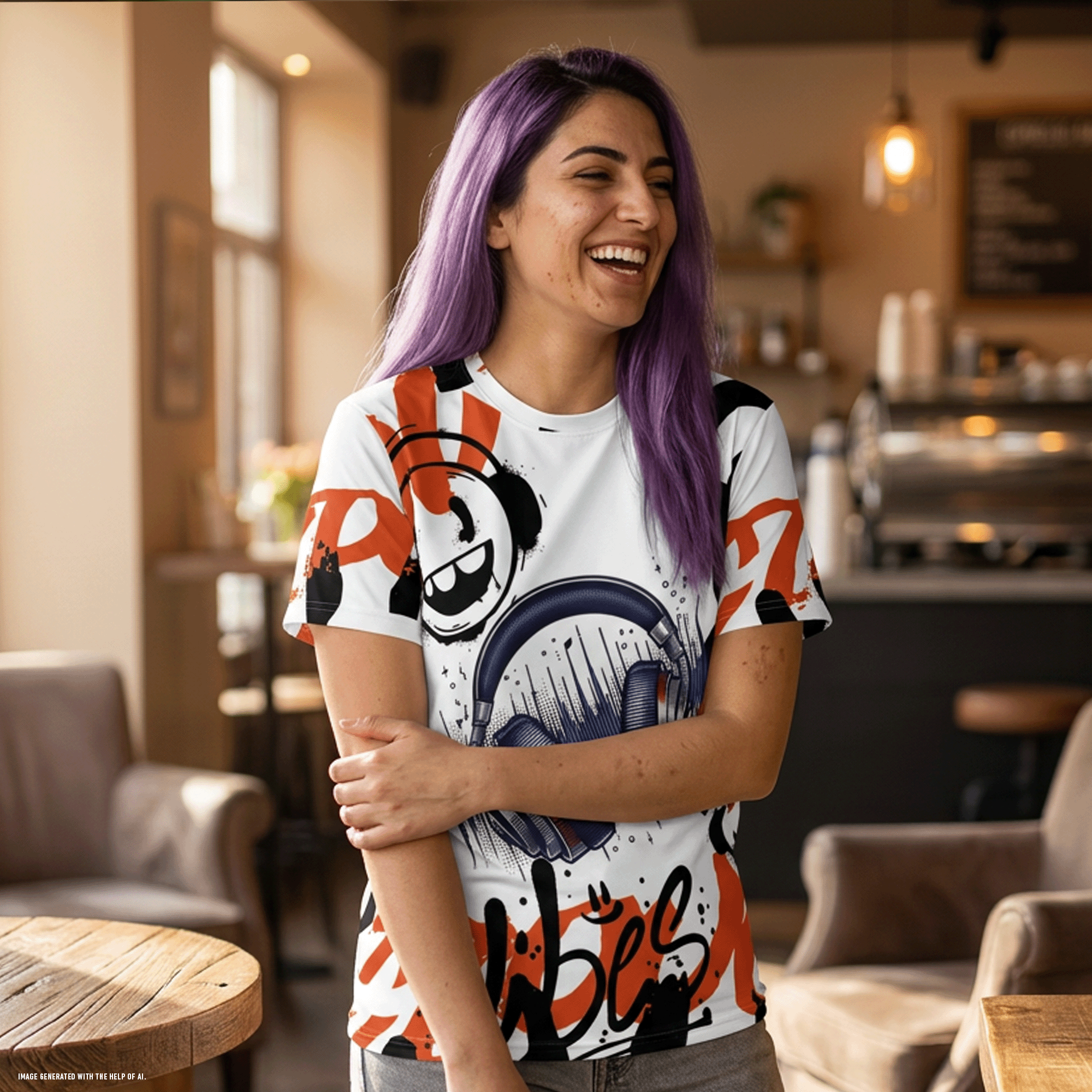 Good Vibes Headphones Graffiti Unisex Tee