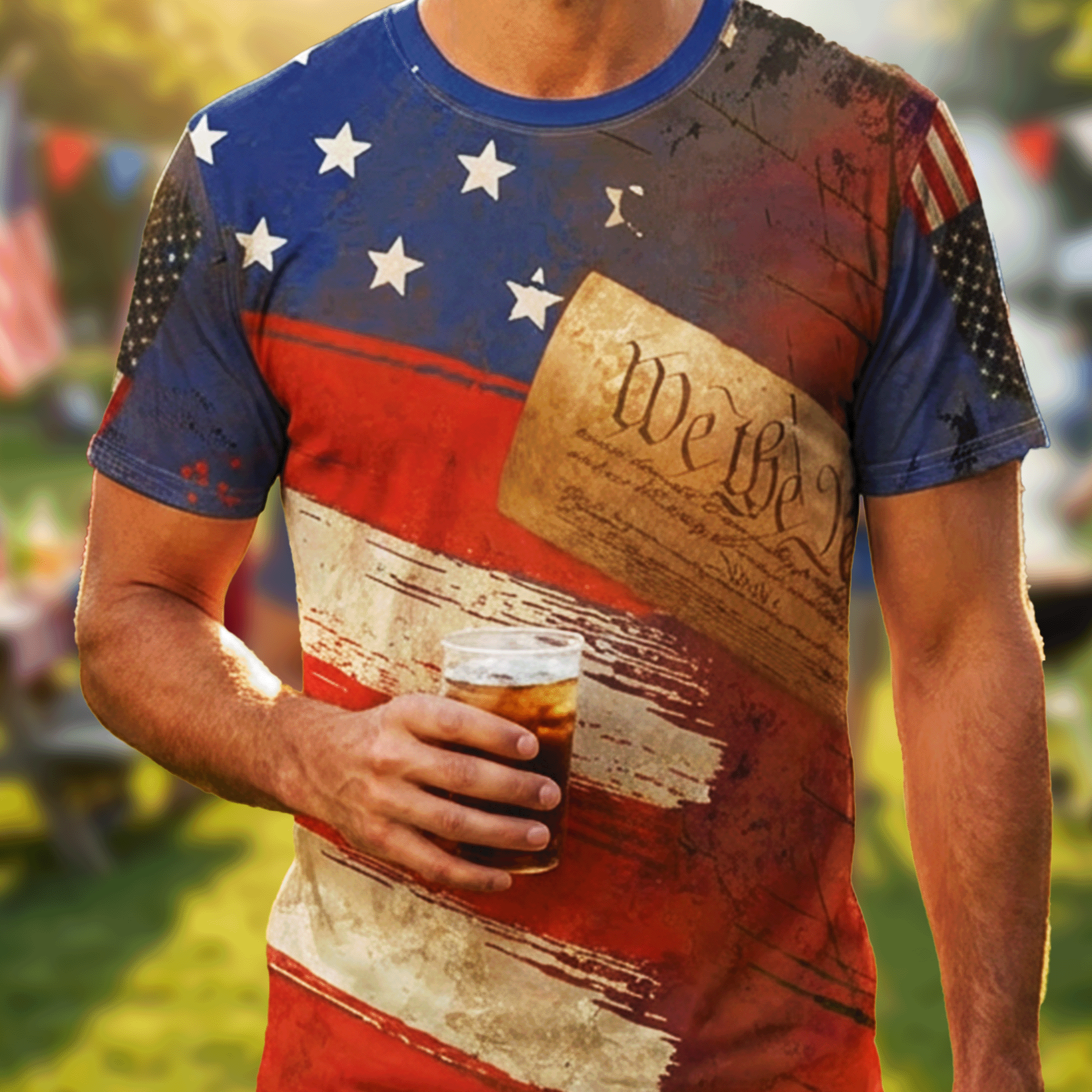 American Flag and Eagle Grunge Streetwear T-shirt