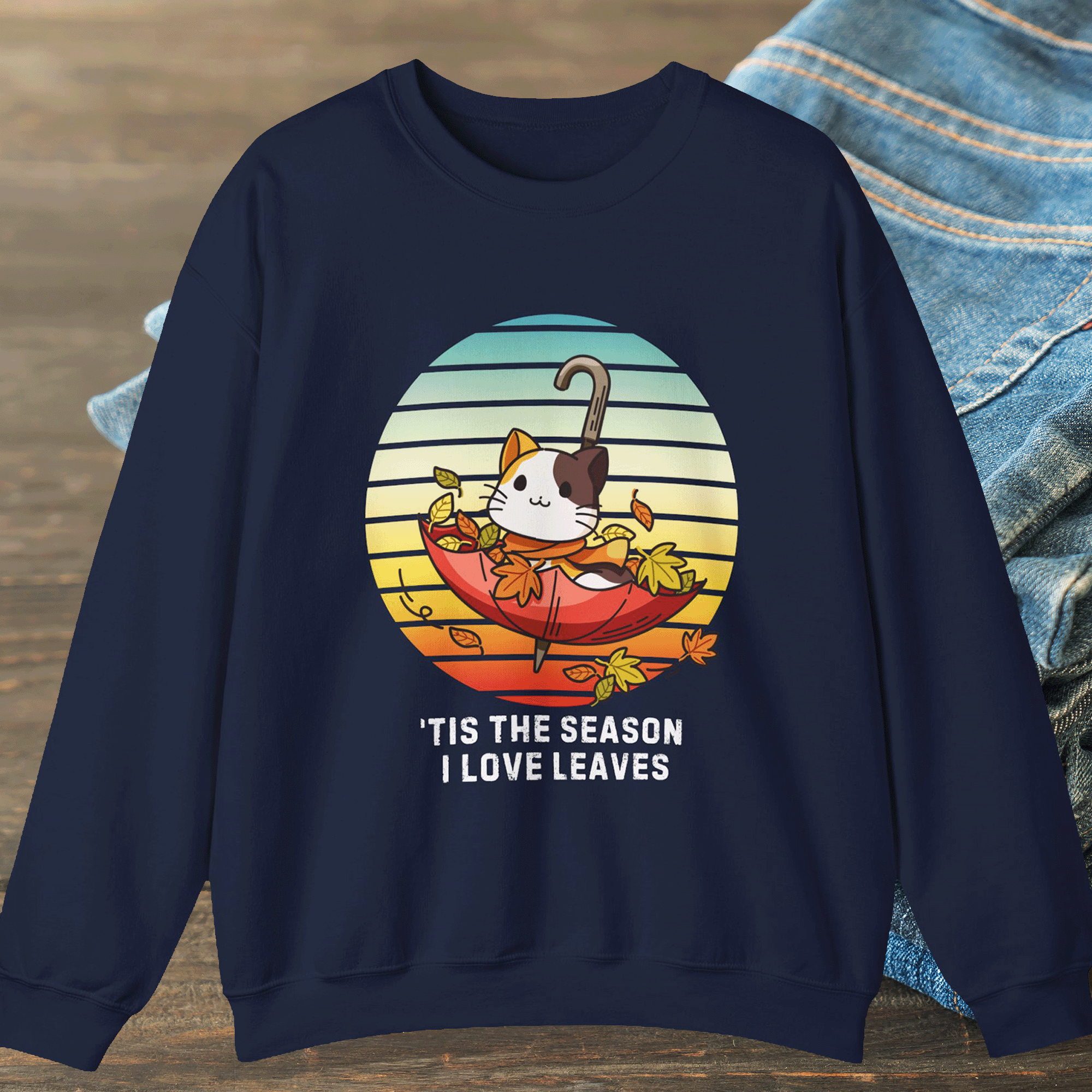 Umbrella Kitty Fall Sweatshirt, Tis the Season
