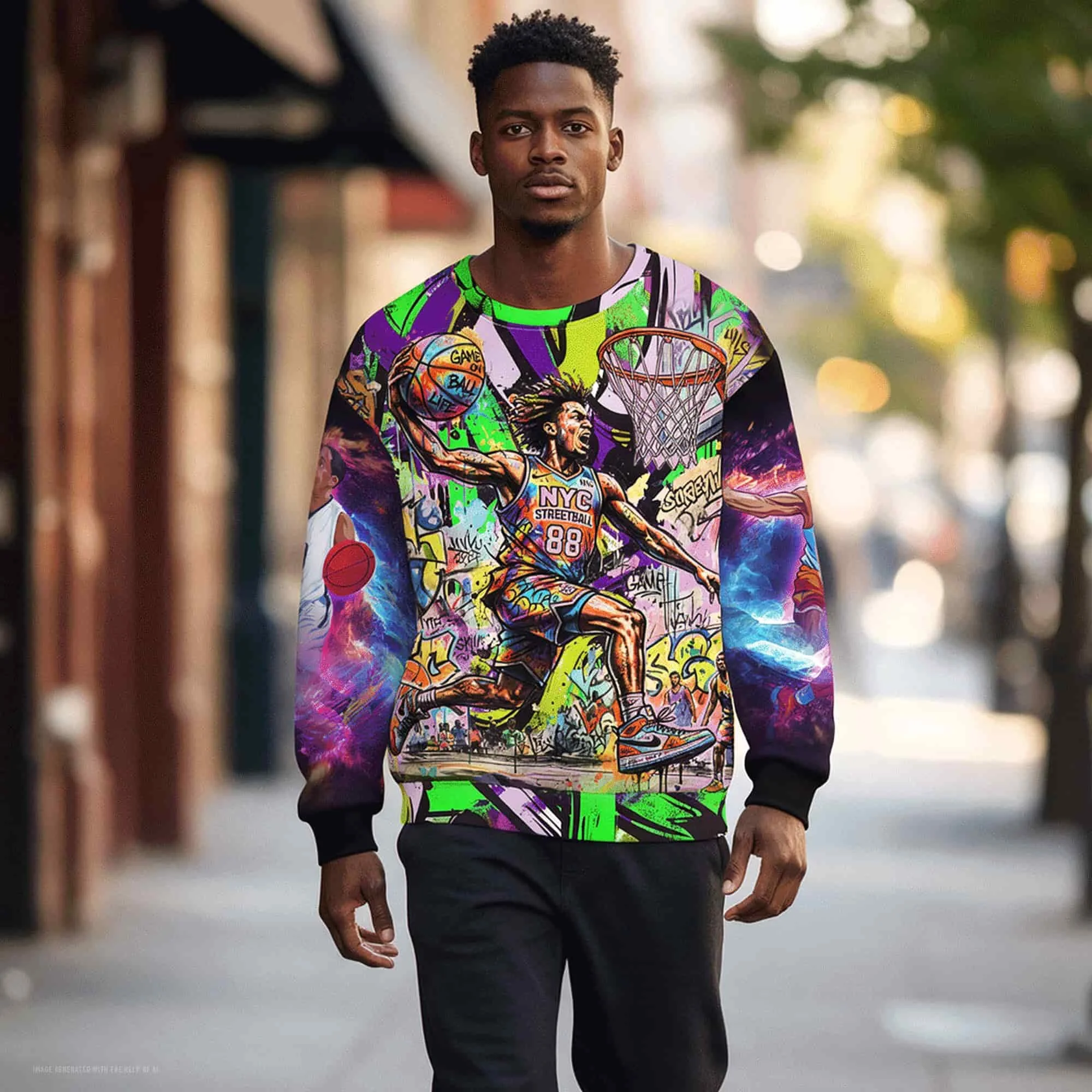 Graffiti Basketball Unisex Cotton Sweatshirt