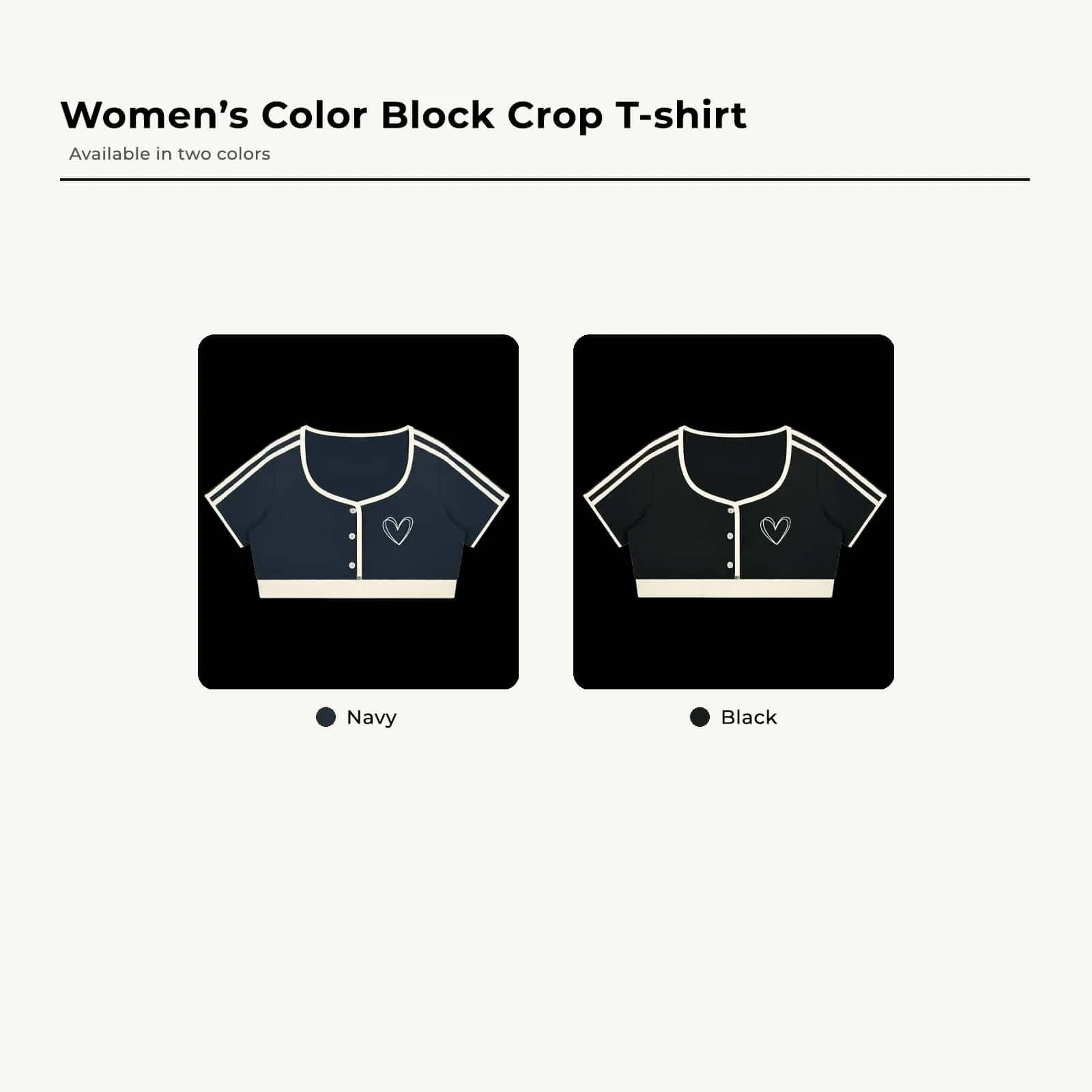 Women’s Hearts Color Block Crop T-Shirt