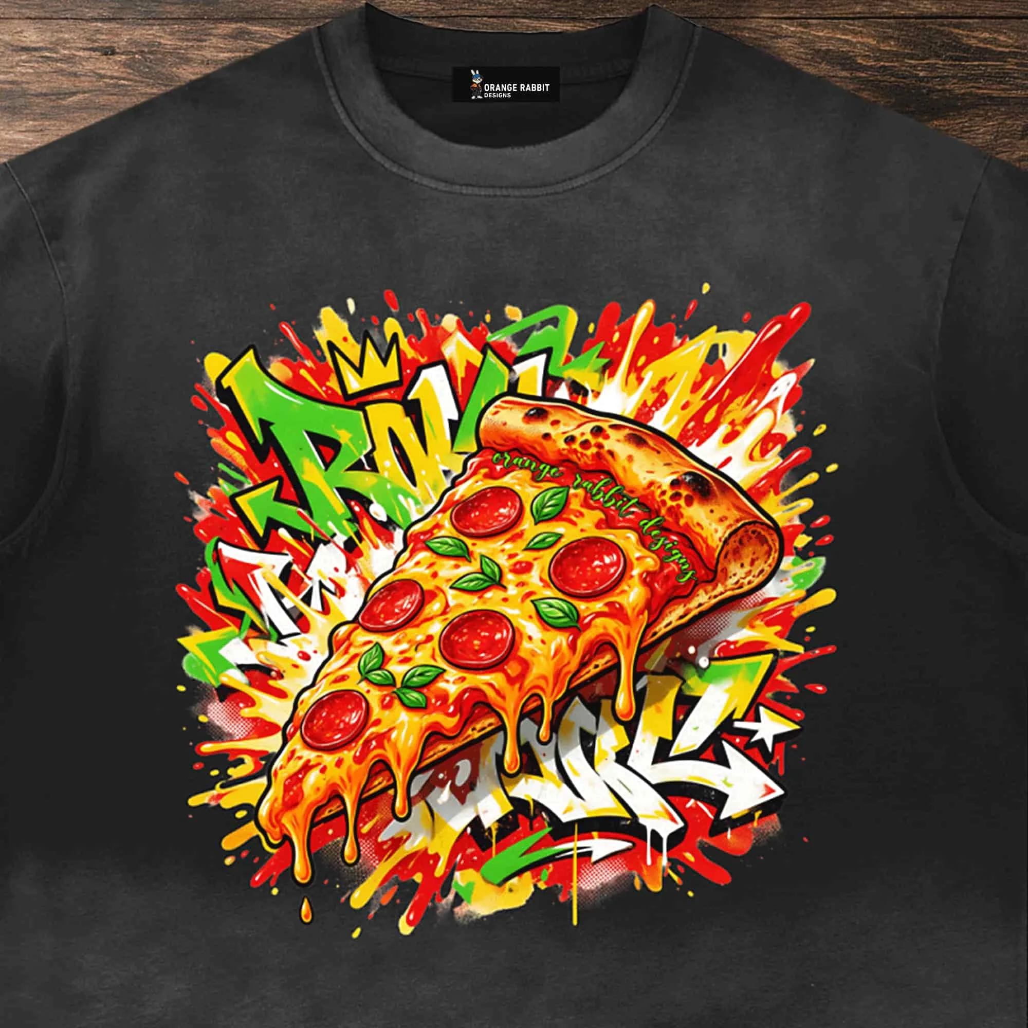 izza Graffiti Sun Faded Hand-Frayed Cotton T-Shirt