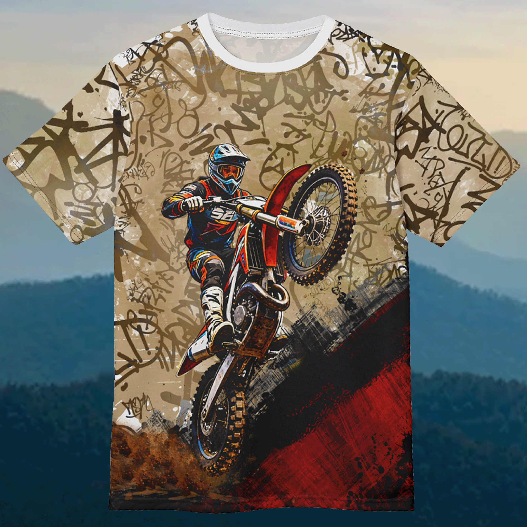 Motocross Graffiti Grunge Style T-shirt