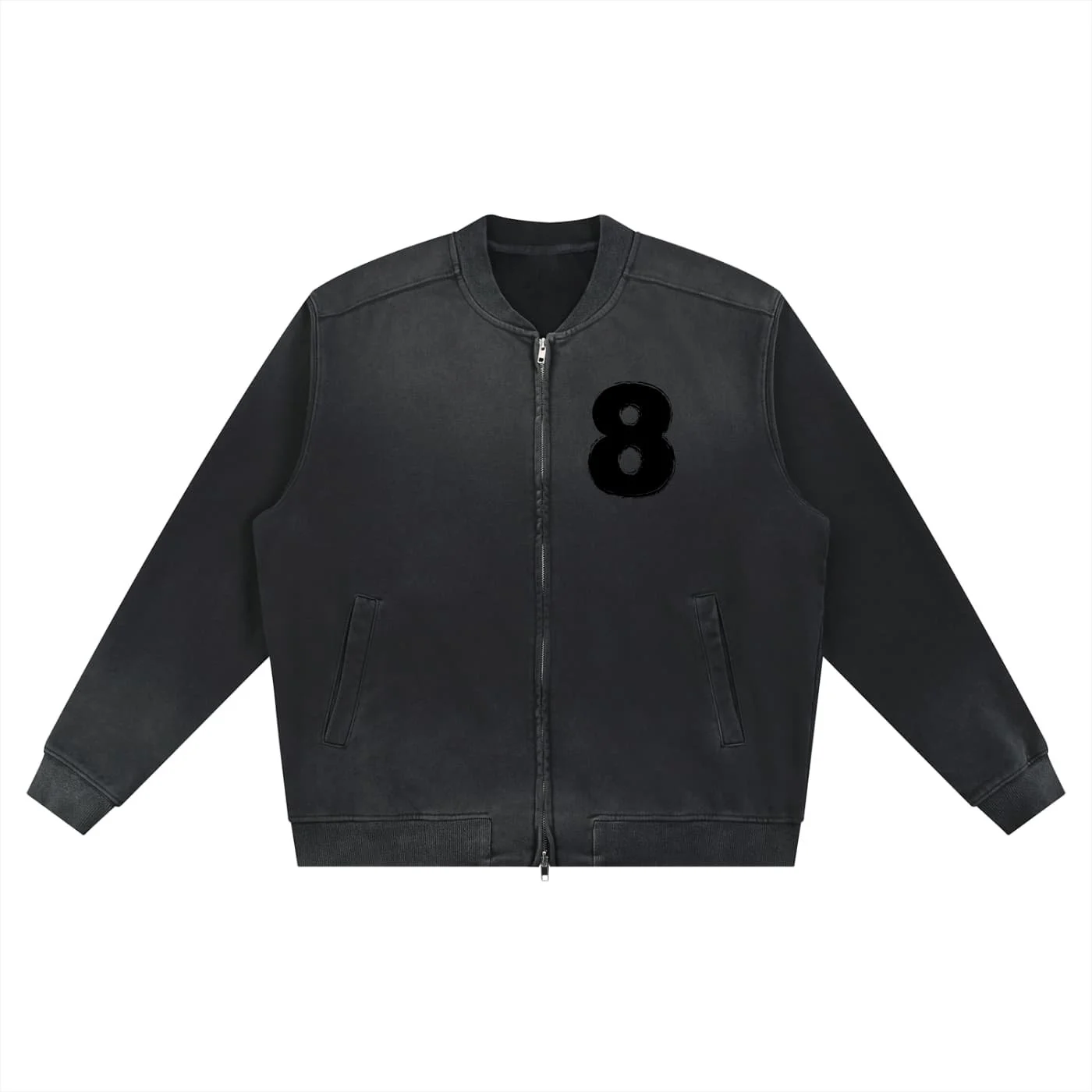 Grunge Number 8 Sun Faded Heavyweight Baseball Jacket